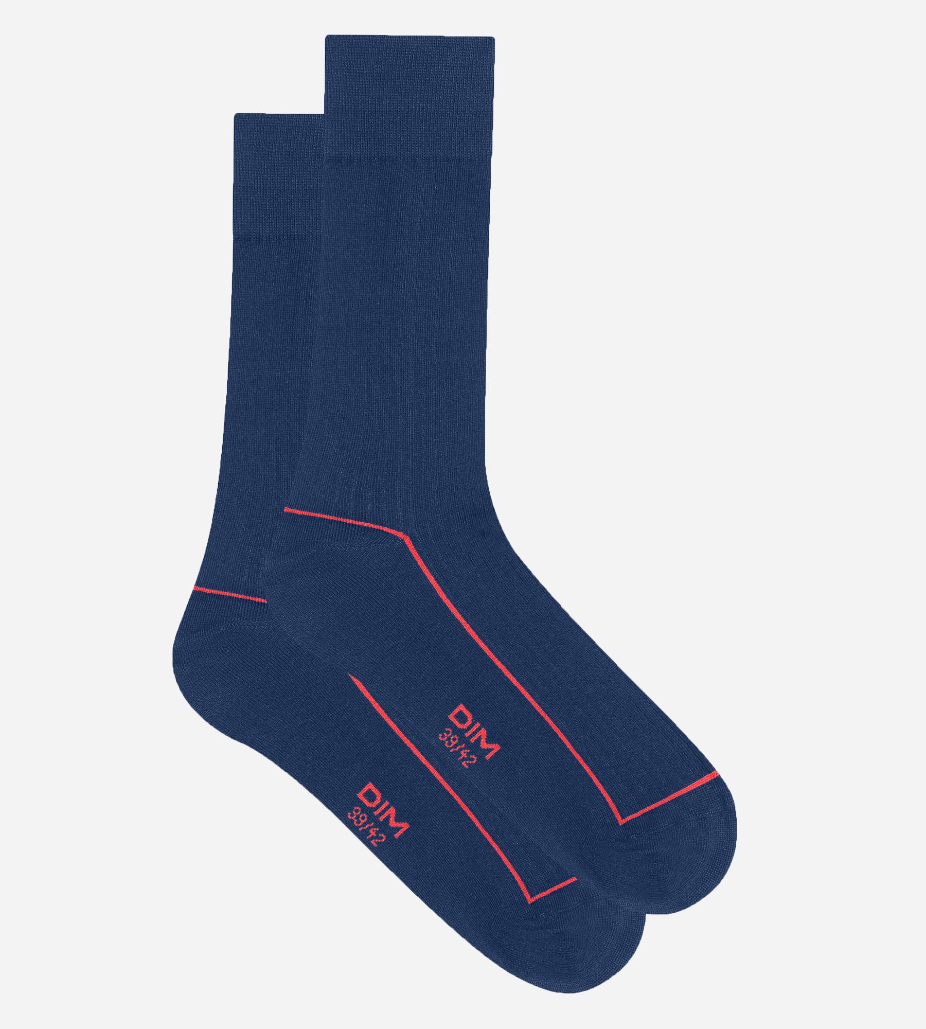 dim-mode-chaussettes-homme-coton-c-tel-bleu-cardinal-liser-rouge image 2