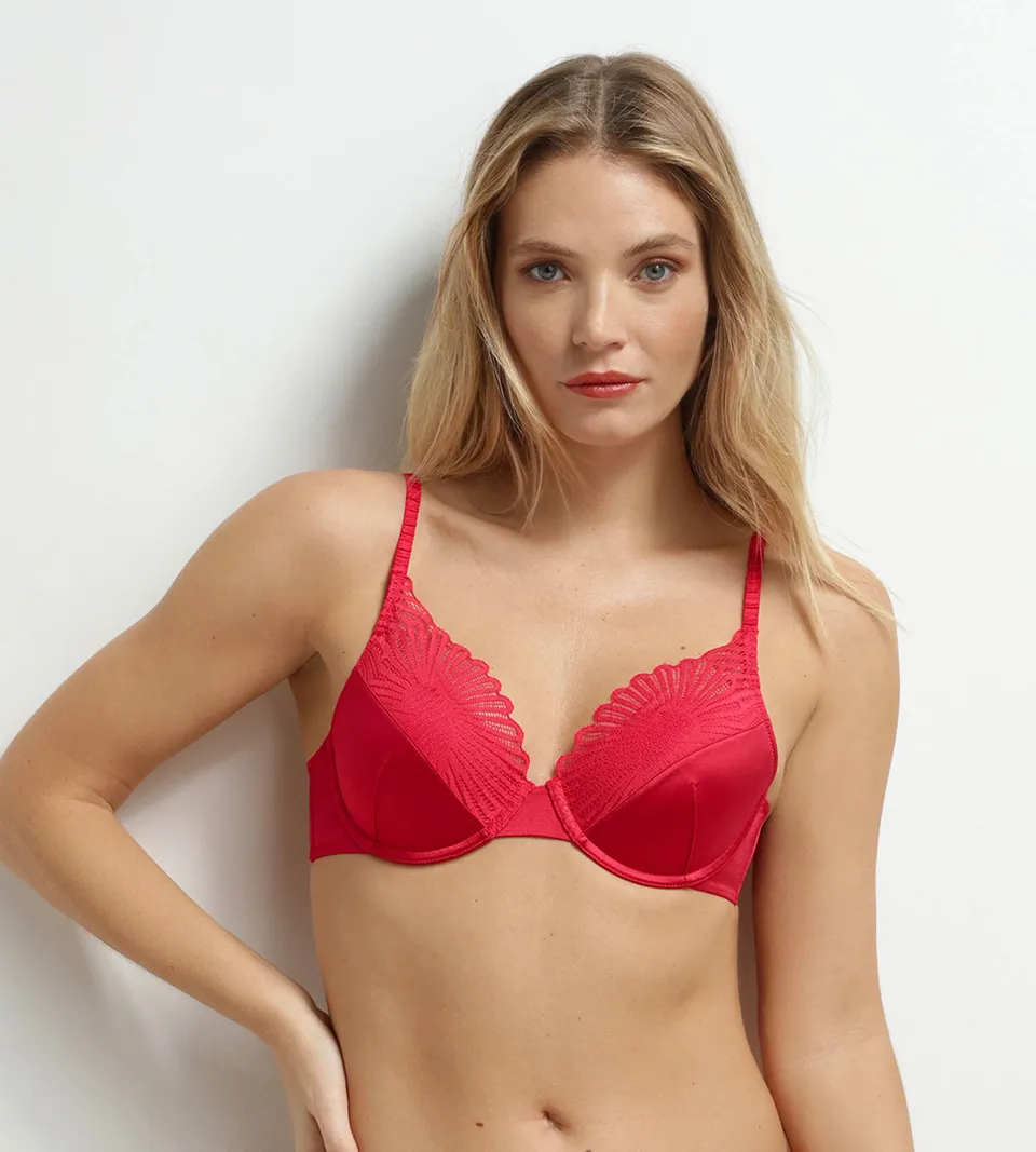 dim-chocolove-soutien-gorge-armatures-satin-dentelle-rouge image 1