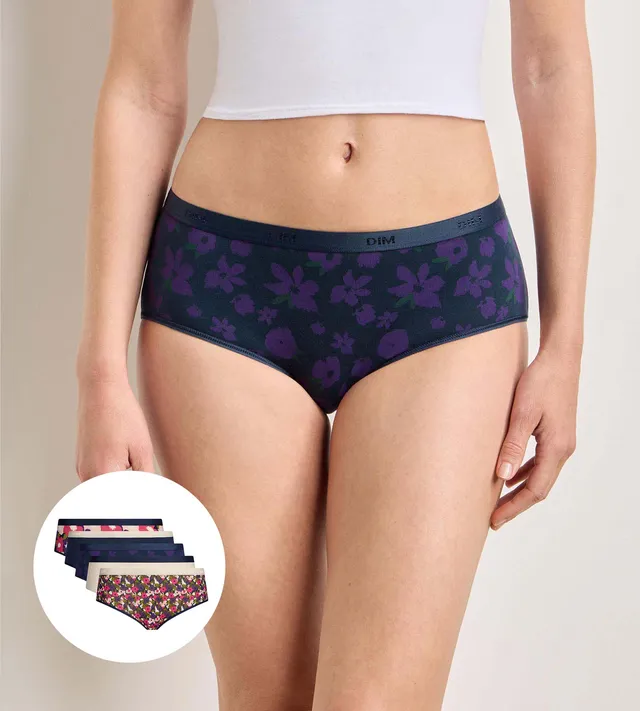 dim-les-pockets-coton-lot-de-5-shortys-femme-clat-floral image 1