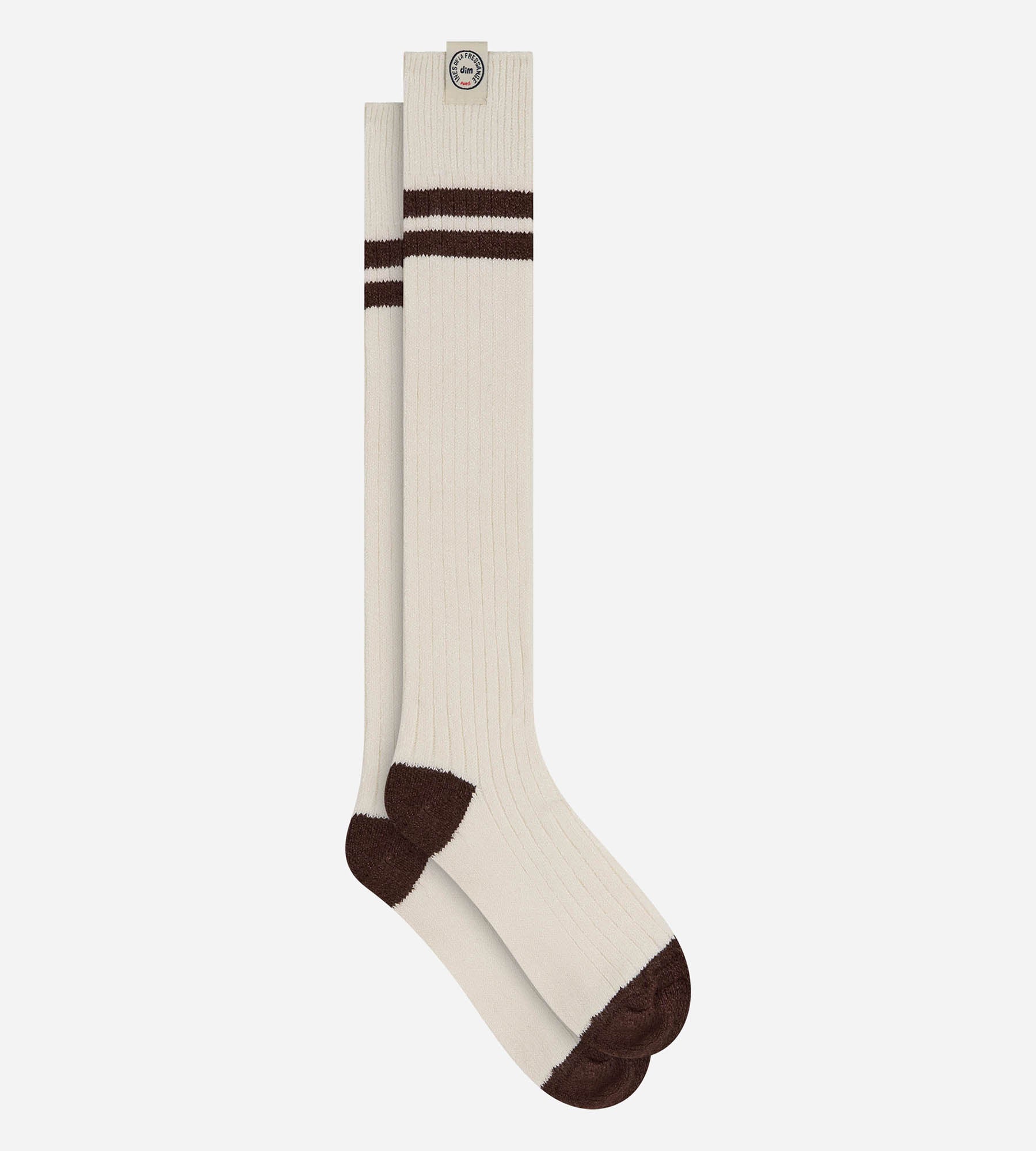 dim-x-ines-de-la-fressange-chaussettes-hautes-coton-ivoire-femme image 2