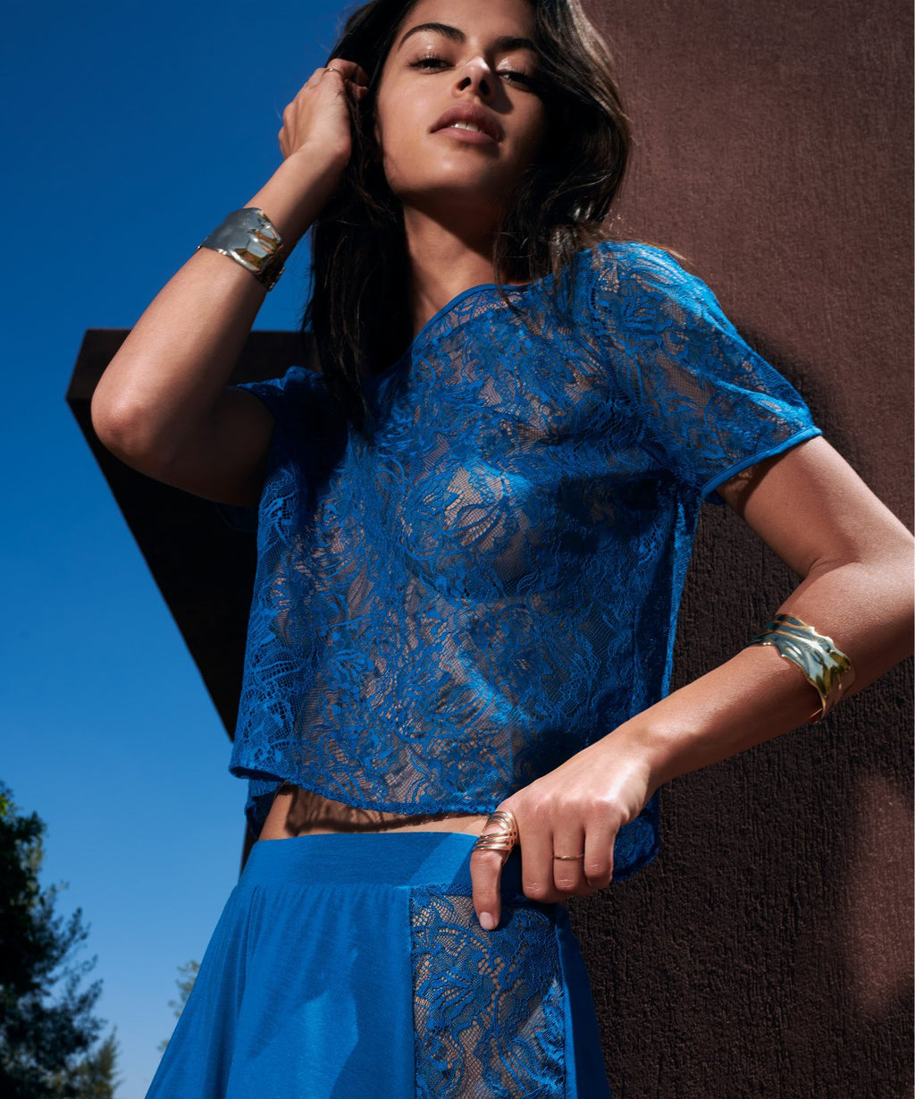 aubade-lazy-days-top-manches-courtes-sky-blue image 1