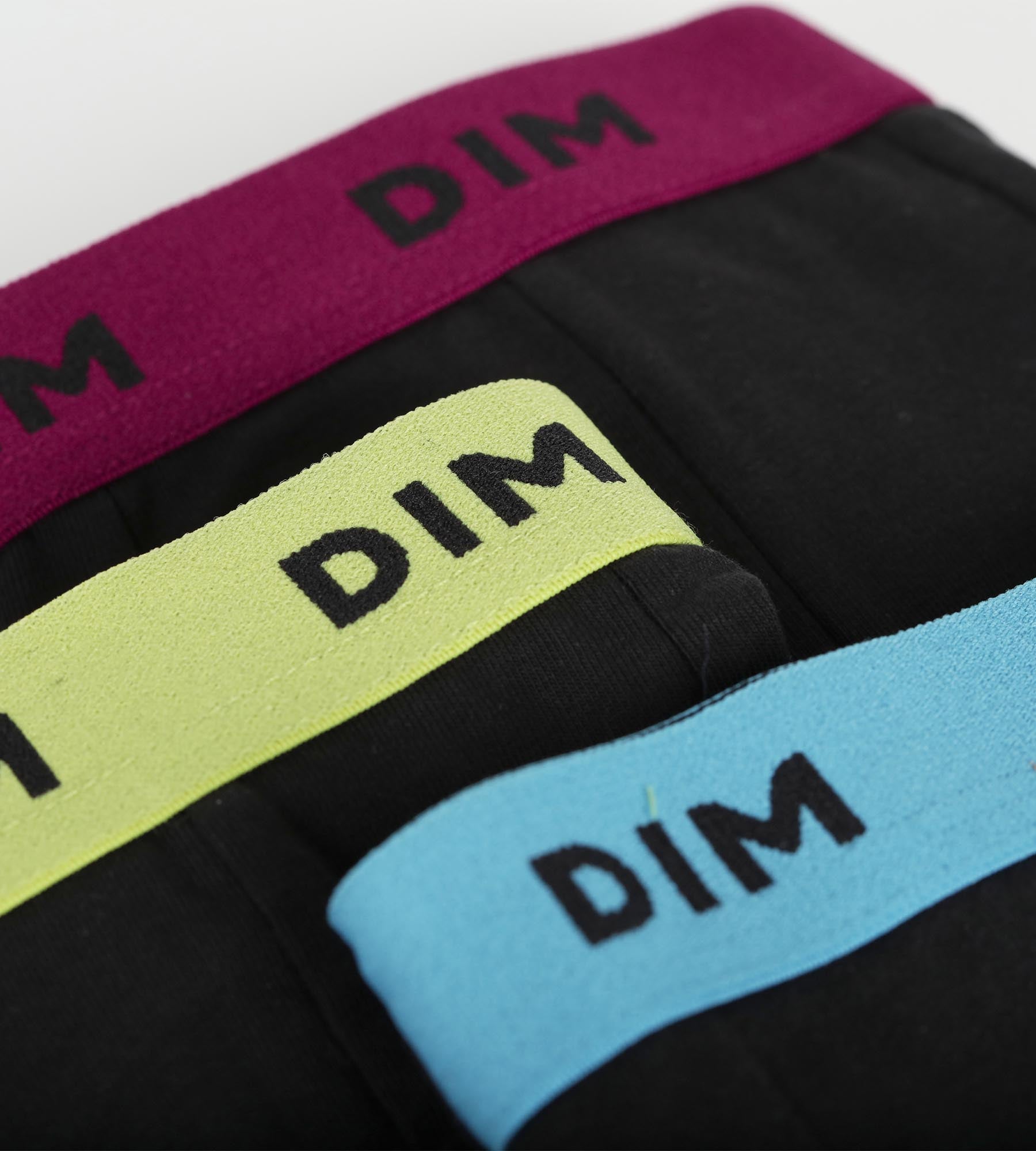 dim-mix-colors-lot-de-3-boxers-homme-coton-stretch-noir-ceintures-citron image 3