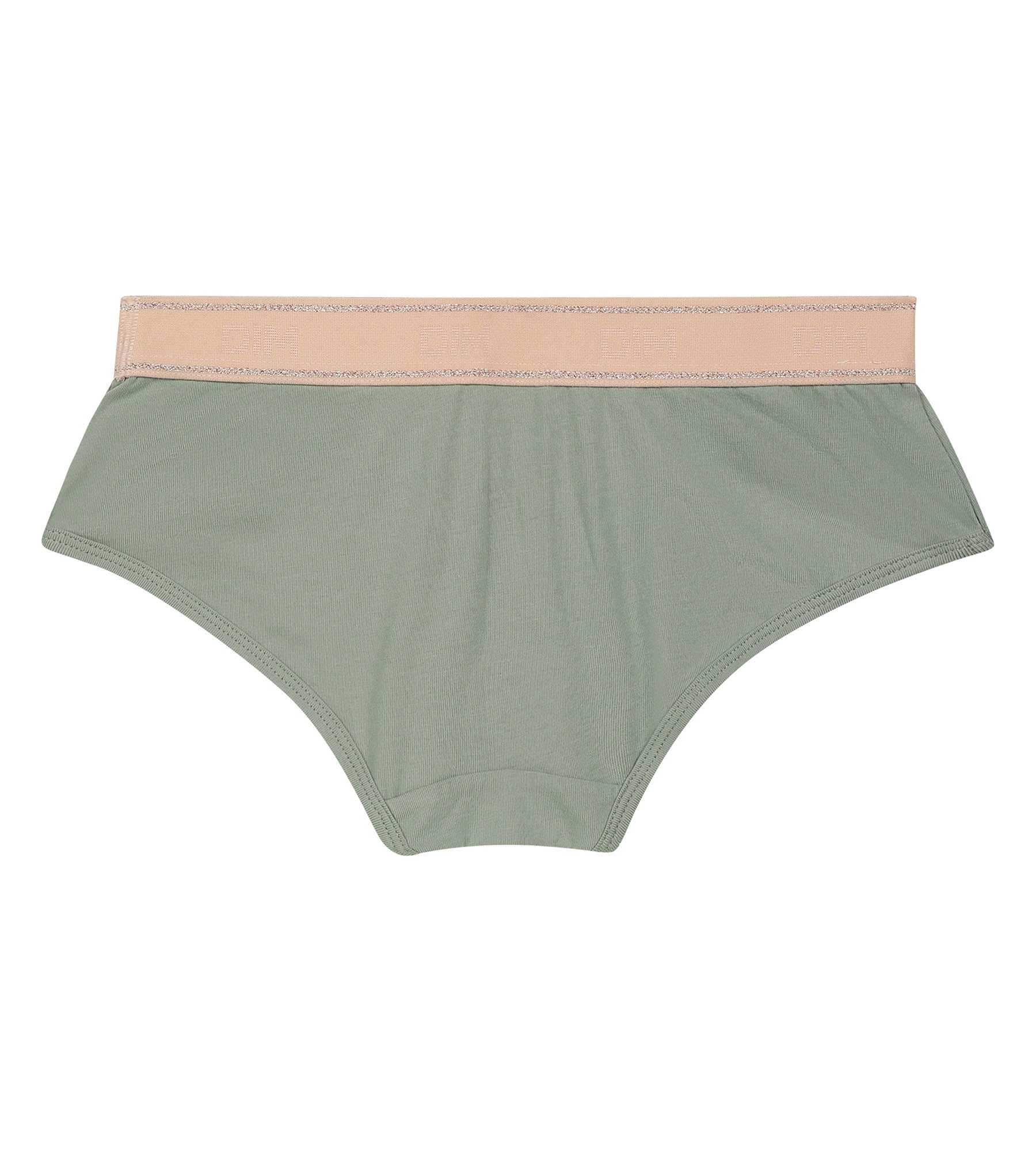 dim-sport-shorty-fille-vert-sauge-et-rose-coton-stretch-lurex image 2
