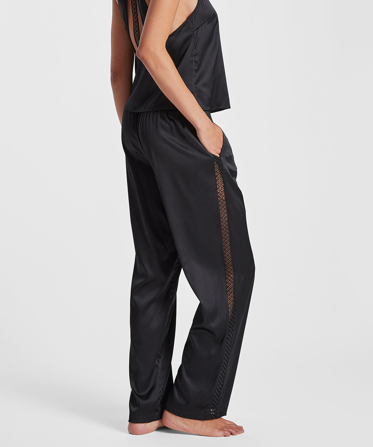 aubade-silk-desire-pantalon-noir-en-soie-stretch-avec-bande-de-guipure image 3