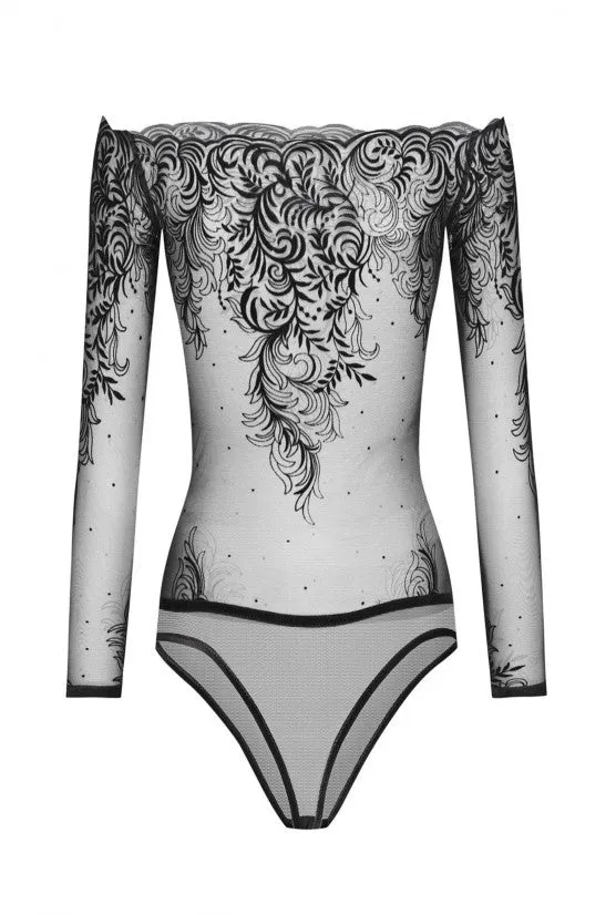 cadolle-body-arabesque-velours-floqu-noir image 1