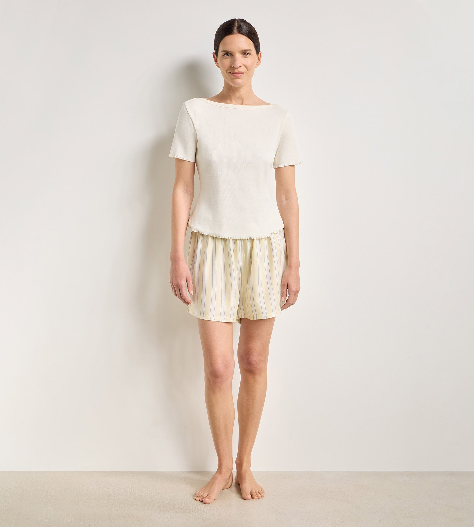 dim-short-pyjama-femme-twill-viscose-jaune-p-le-ray-slow-days image 1