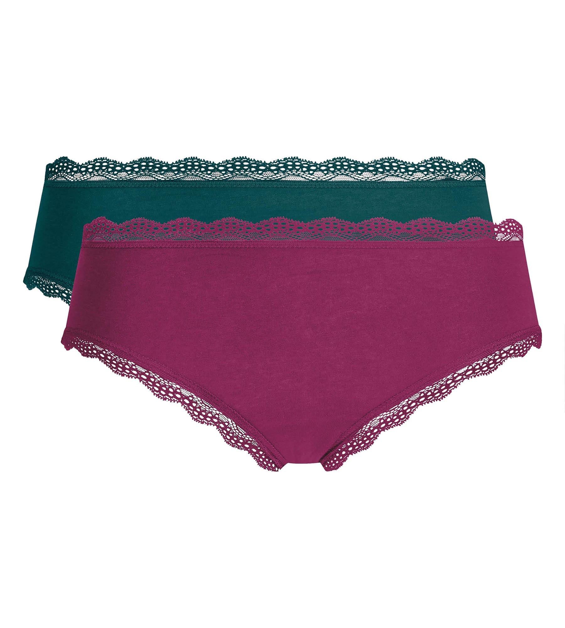 dim-daily-coton-dentelle-lot-de-2-shortys-femme-rose-meraude image 3