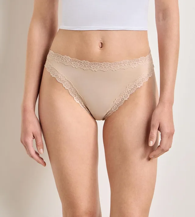 dim-string-femme-microfibre-dentelle-nude-mini-lace-invisible image 1