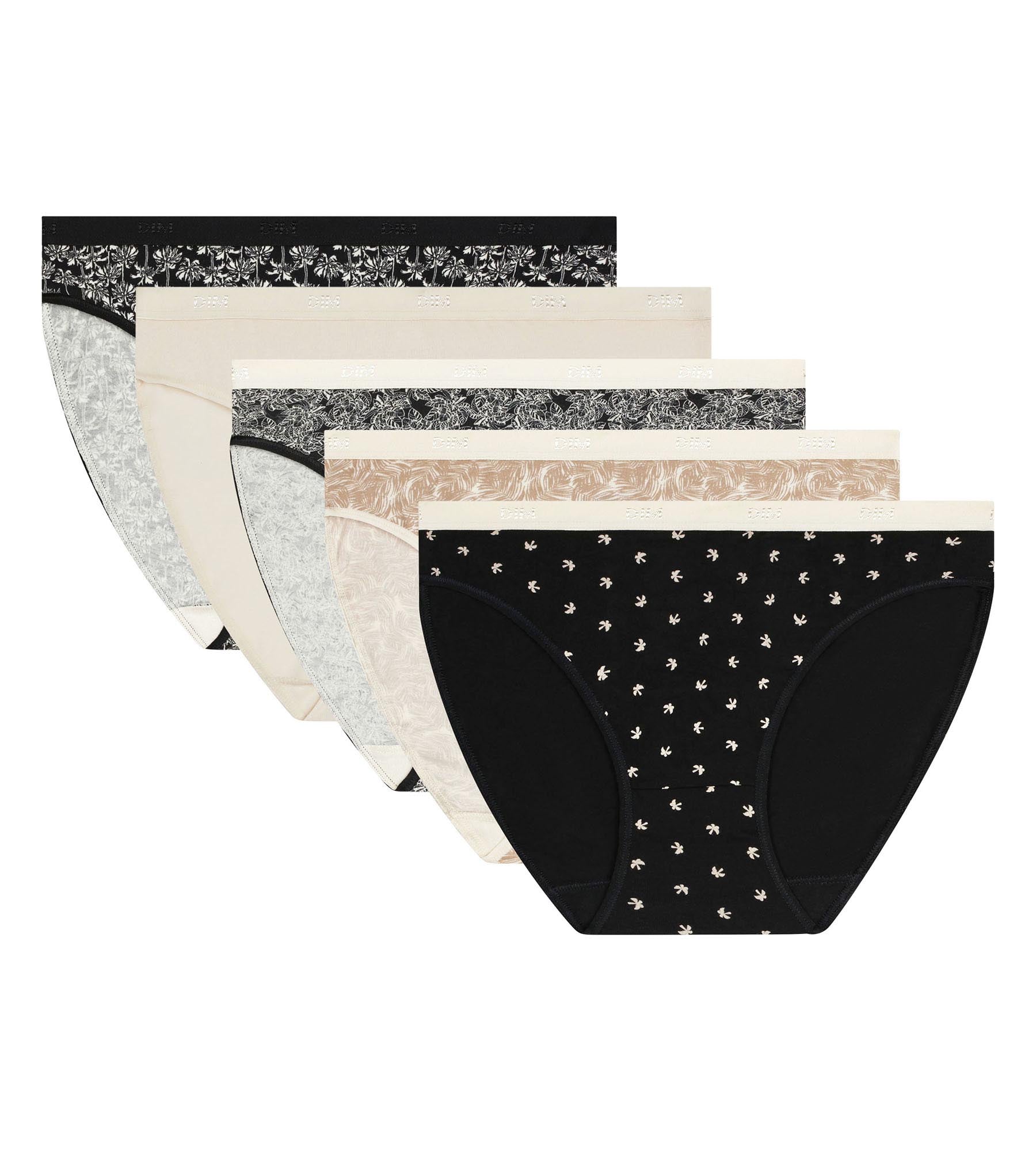 dim-les-pockets-lot-de-5-slips-femme-coton-stretch-motif-tropical image 5