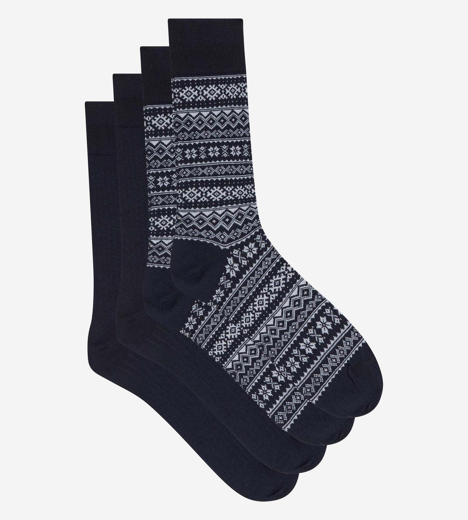 dim-coton-fancy-lot-de-2-chaussettes-homme-nordique-navy-bleu image 2