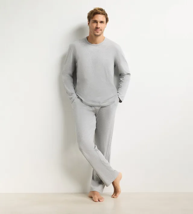 dim-jersey-ensemble-pyjama-pantalon-homme-gris-m-lange image 1