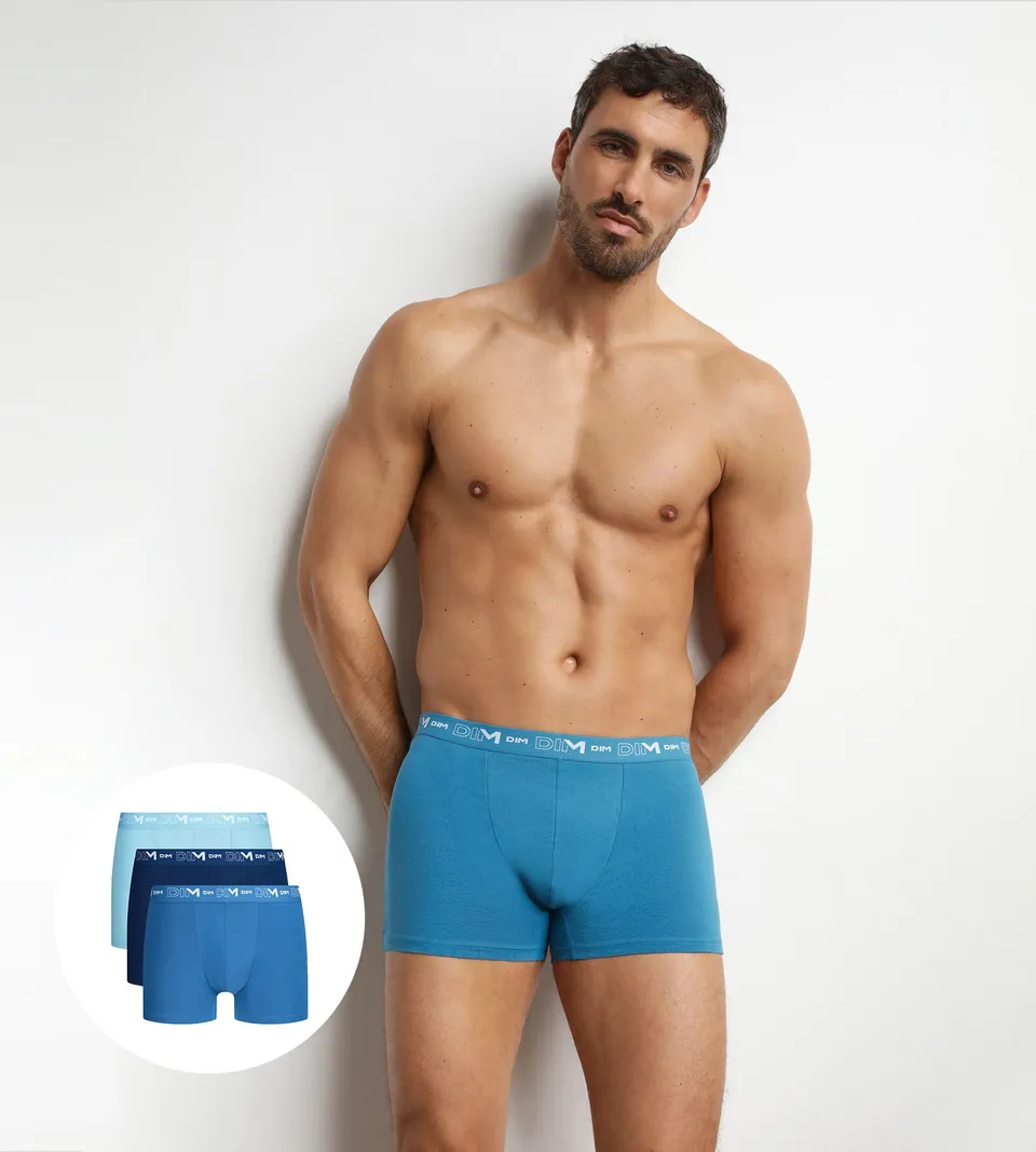dim-d6596t3-lot-de-3-boxers-homme-coton-stretch-bleu-ceinture-contrast-e image 1
