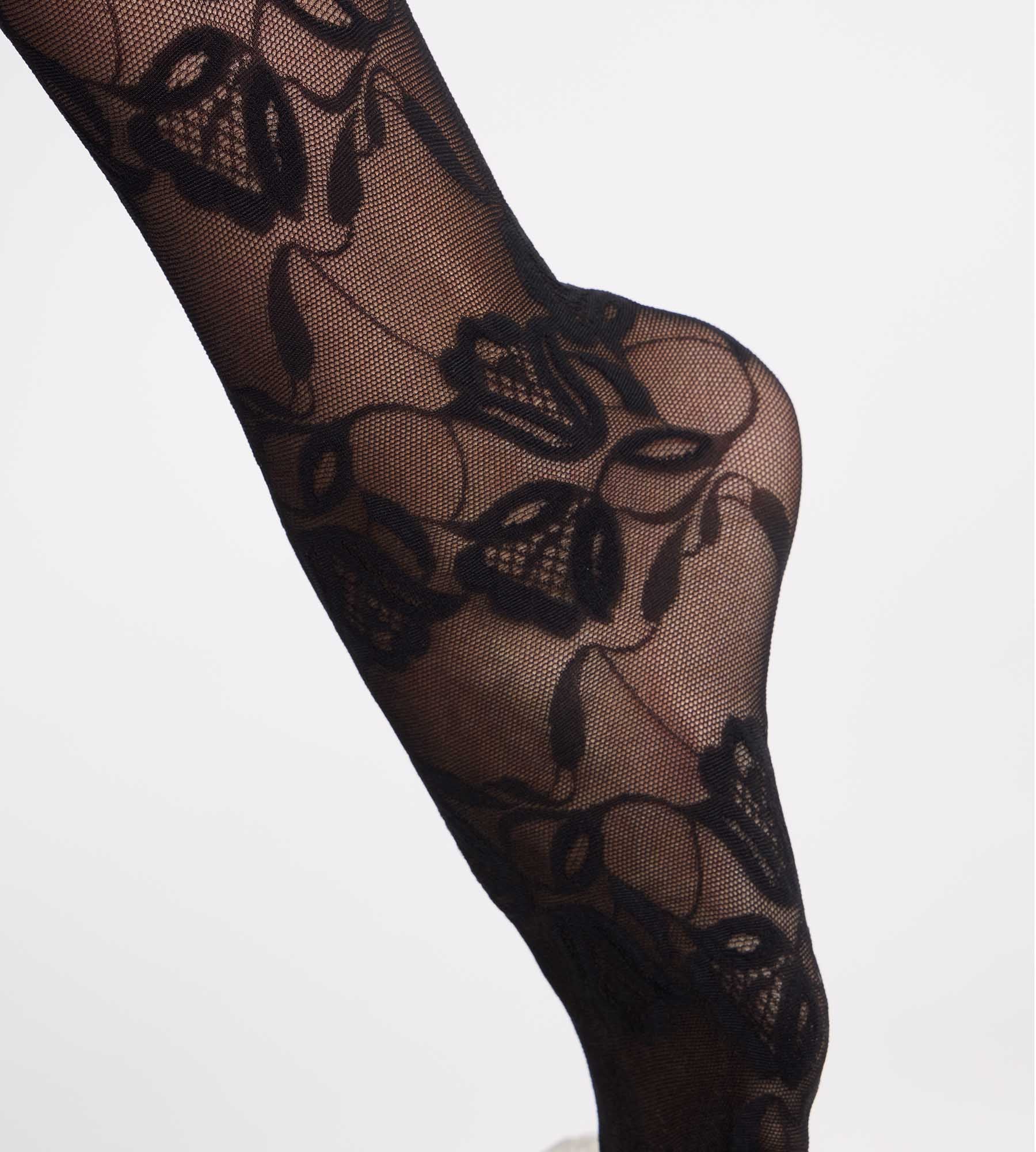 dim-style-le-tulipe-collant-fantaisie-motif-floral-velours-noir image 3