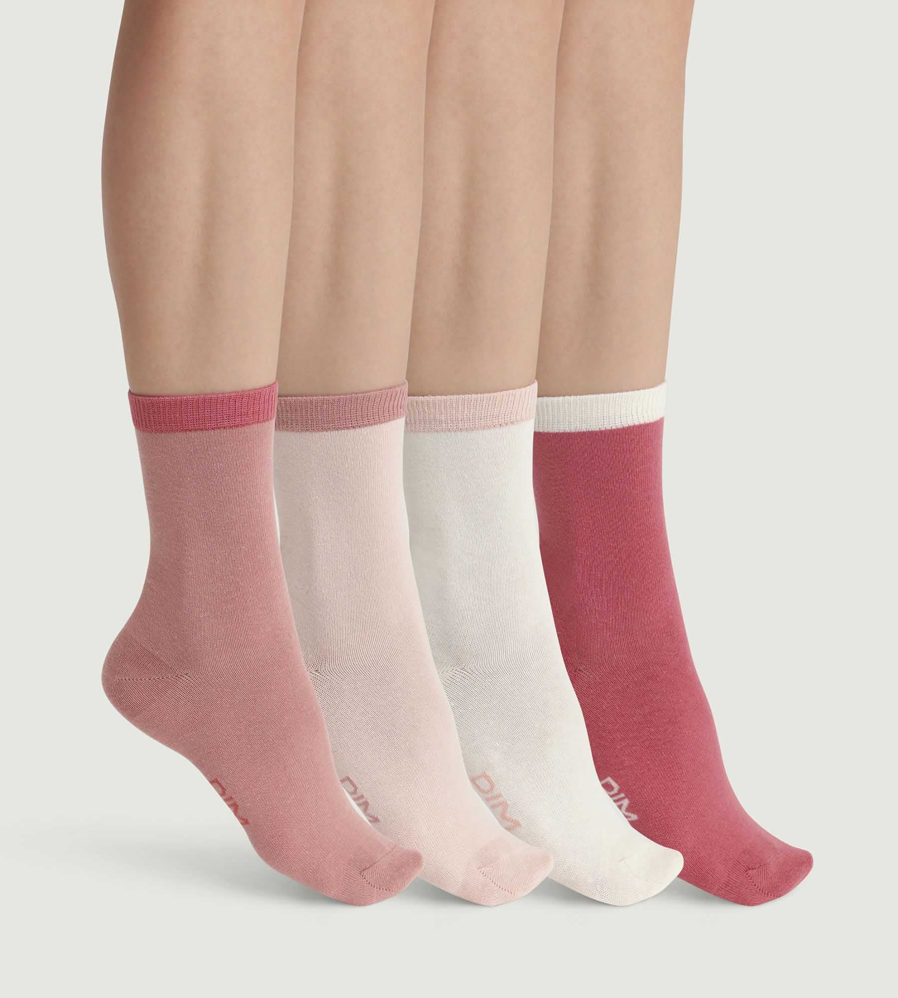 ecodim-mode-lot-4-paires-chaussettes-femme-rose-coton image 1
