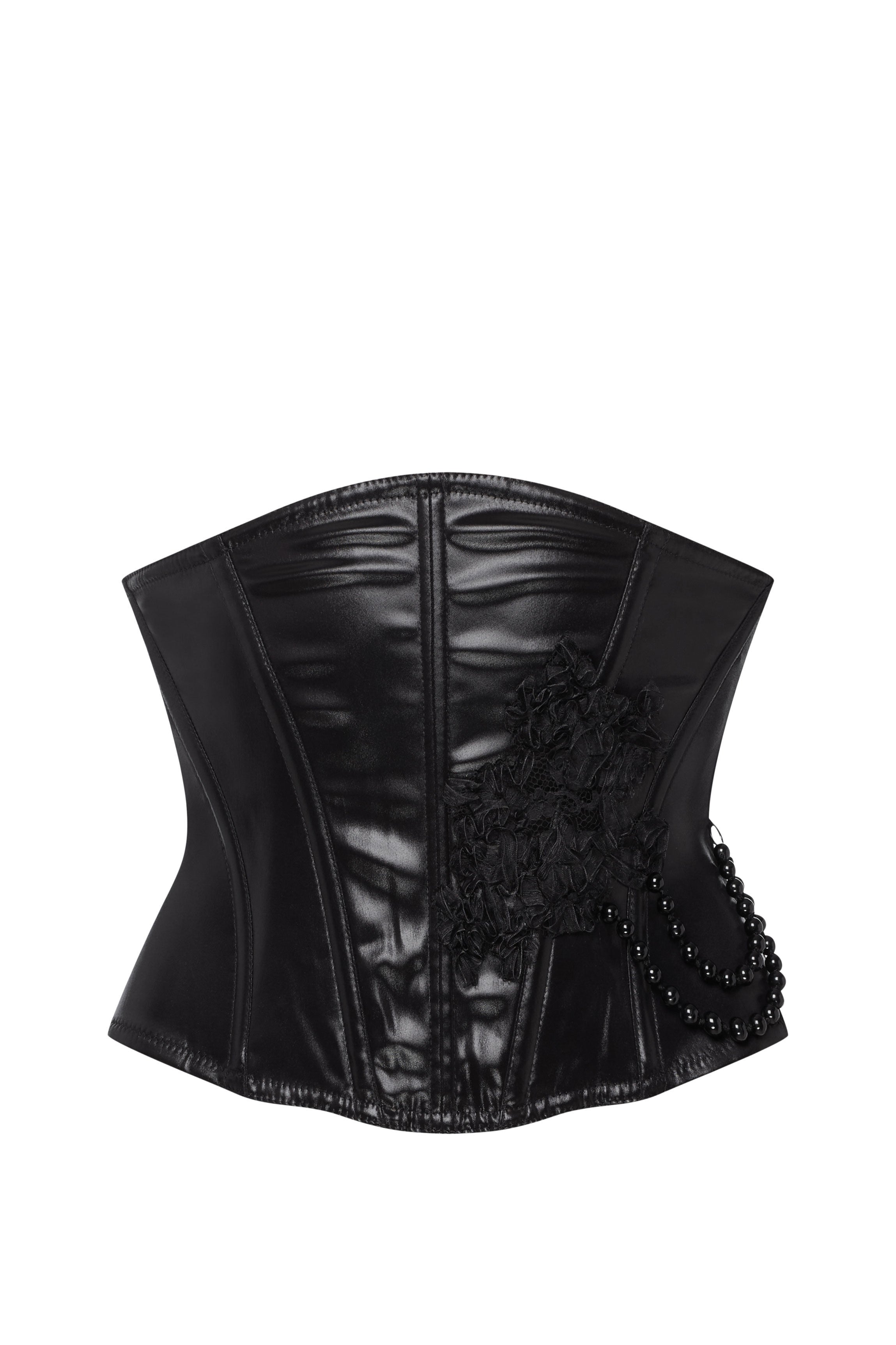 cadolle-finon-ceinture-corset-laque-noir-en-broderie image 1