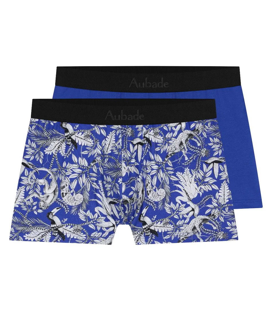 aubade-homme-pack-2-boxers-jungle-life-bleu image 1