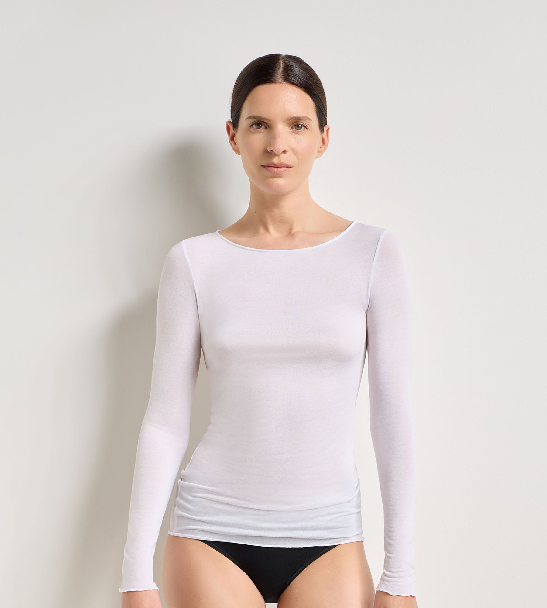 dim-thermal-light-t-shirt-femme-col-rond-blanc image 1