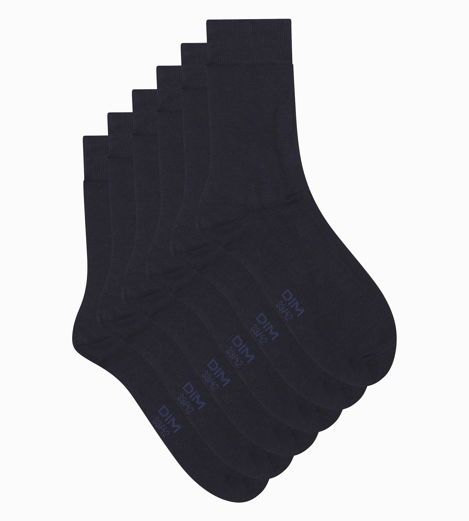 dim-coton-lot-de-3-paires-chaussettes-homme-bleu-marine image 2