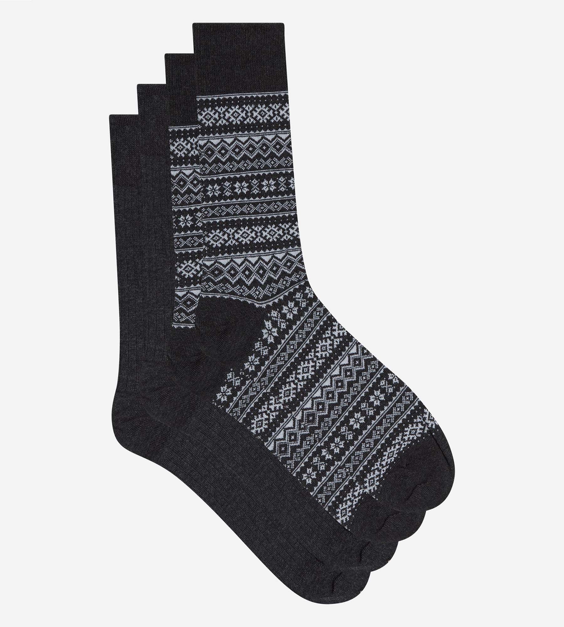 dim-coton-fancy-lot-de-2-chaussettes-homme-anthracite image 2