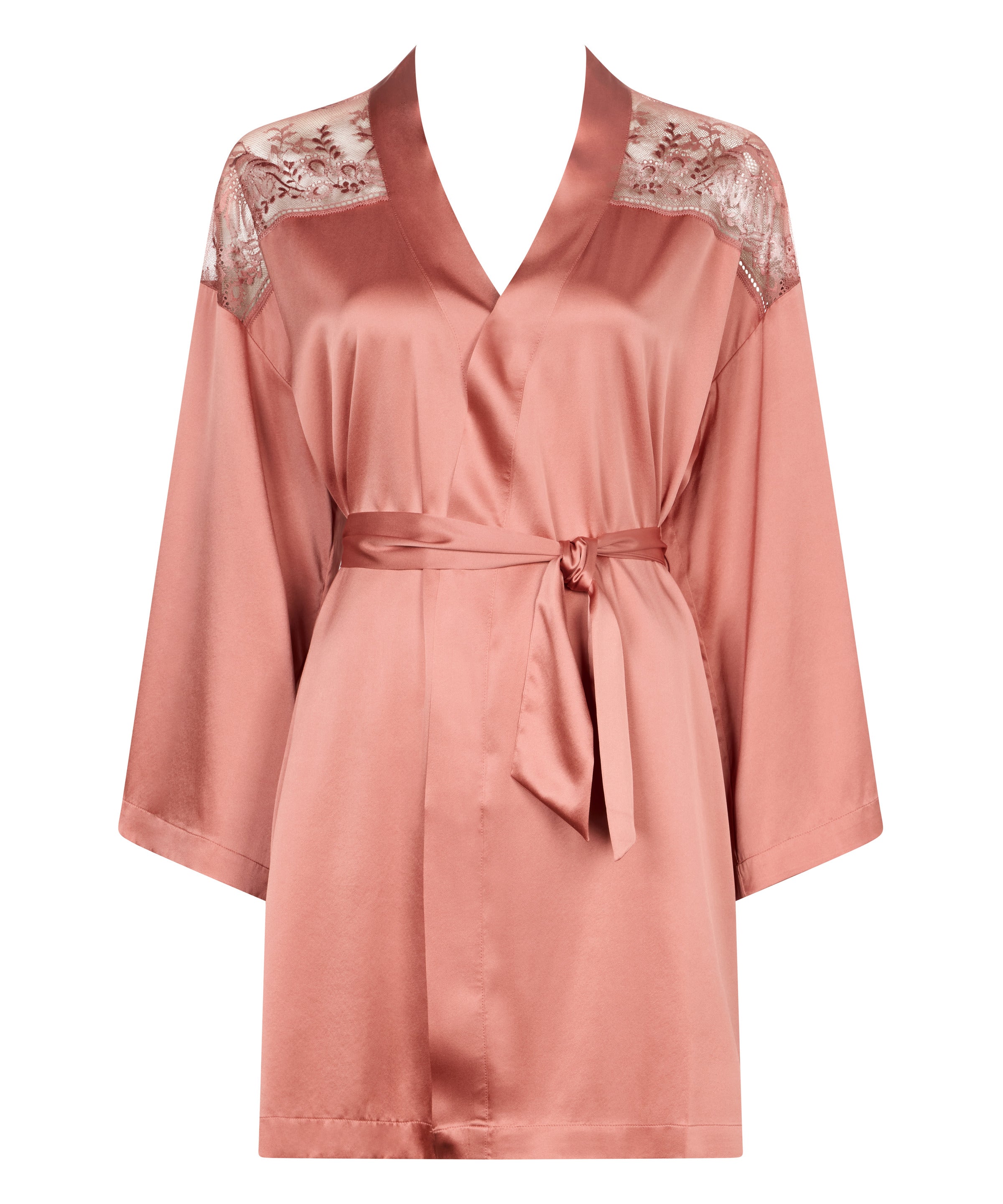 aubade-midnight-whisper-kimono-warm-pink-soie-dentelle image 1