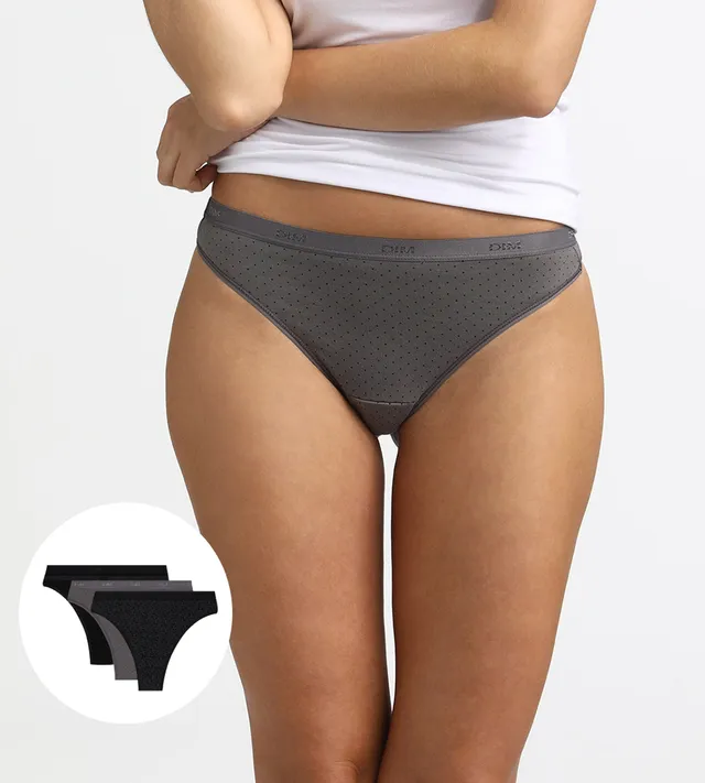 dim-les-pockets-lot-de-3-strings-coton-stretch-noir-gris image 1