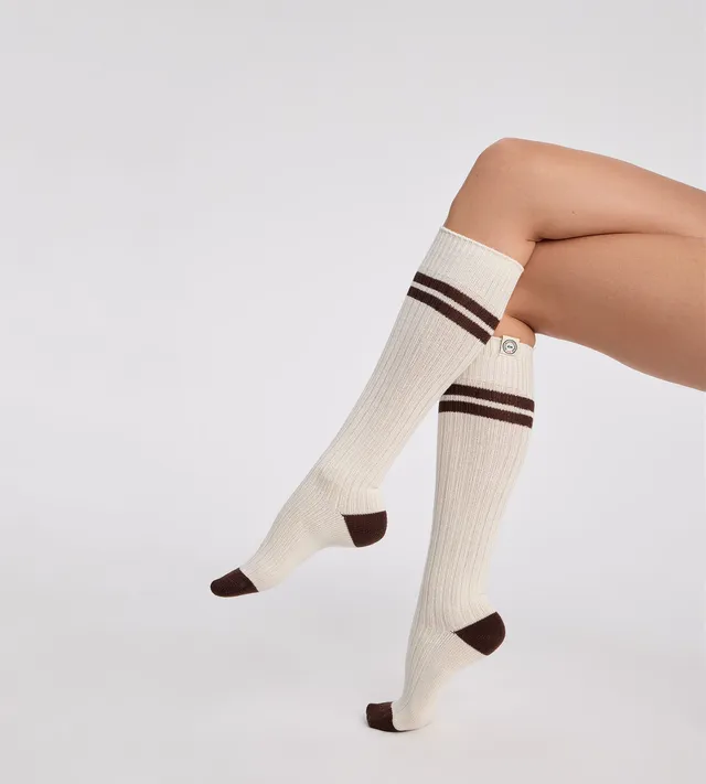 dim-x-ines-de-la-fressange-chaussettes-hautes-coton-ivoire-femme image 1