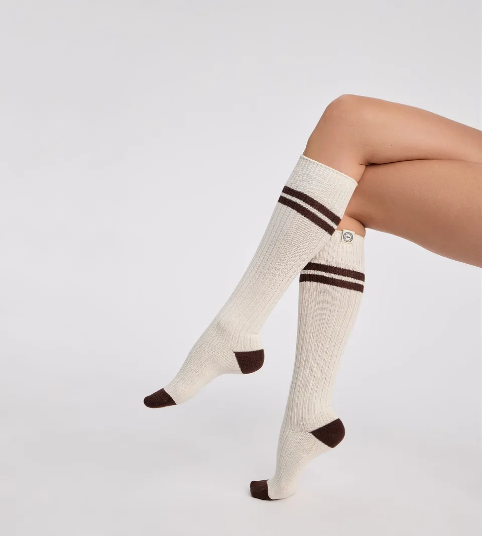 dim-x-ines-de-la-fressange-chaussettes-hautes-coton-ivoire-femme image 1