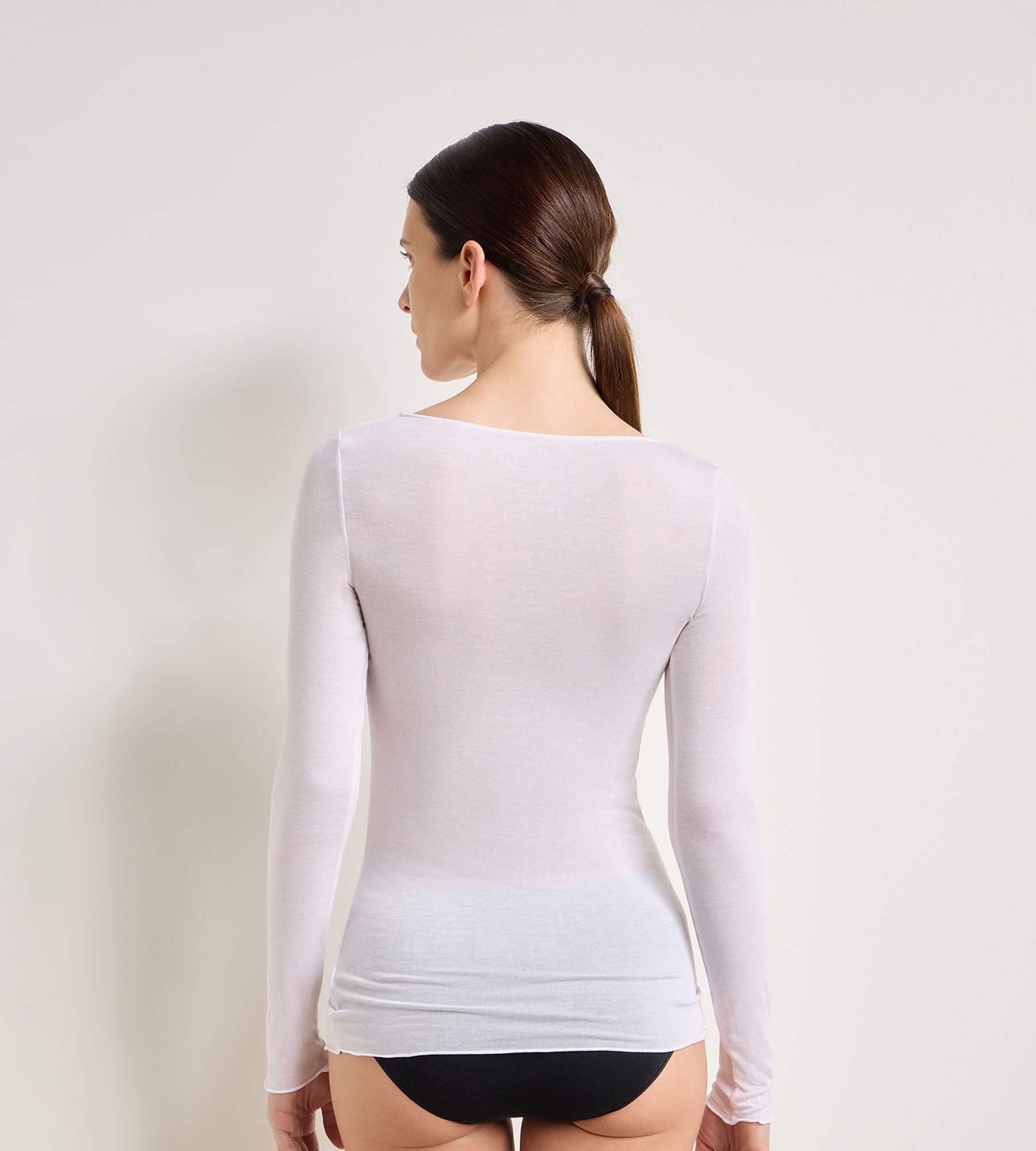 dim-thermal-light-t-shirt-femme-col-rond-blanc image 2