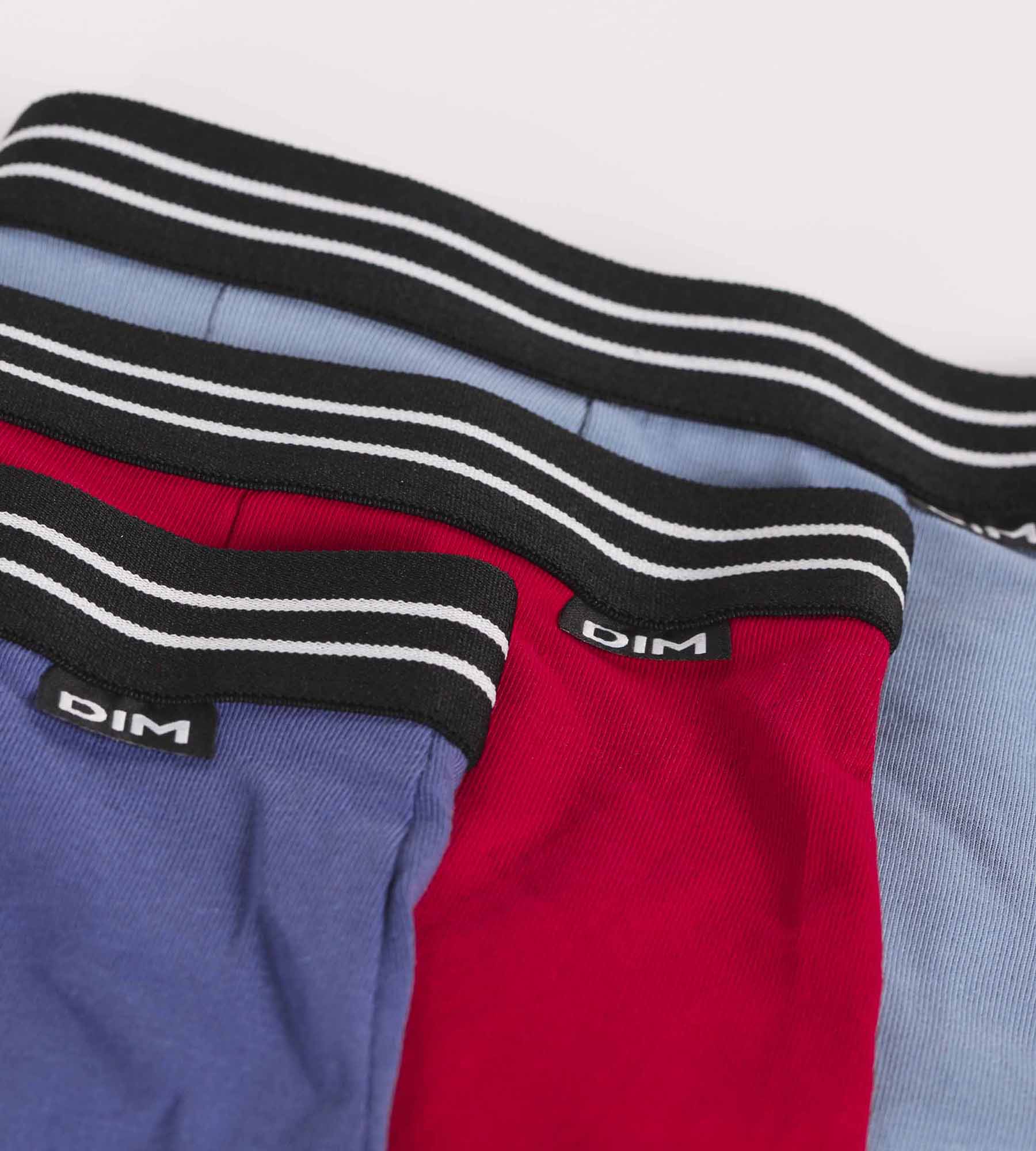 dim-lot-de-3-boxers-gar-on-ecodim-coton-stretch-rouge-carmin-bleu image 3
