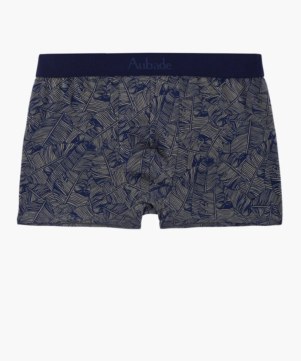 aubade-homme-boxer-marine-palm-gu-pard-coton-bio image 1