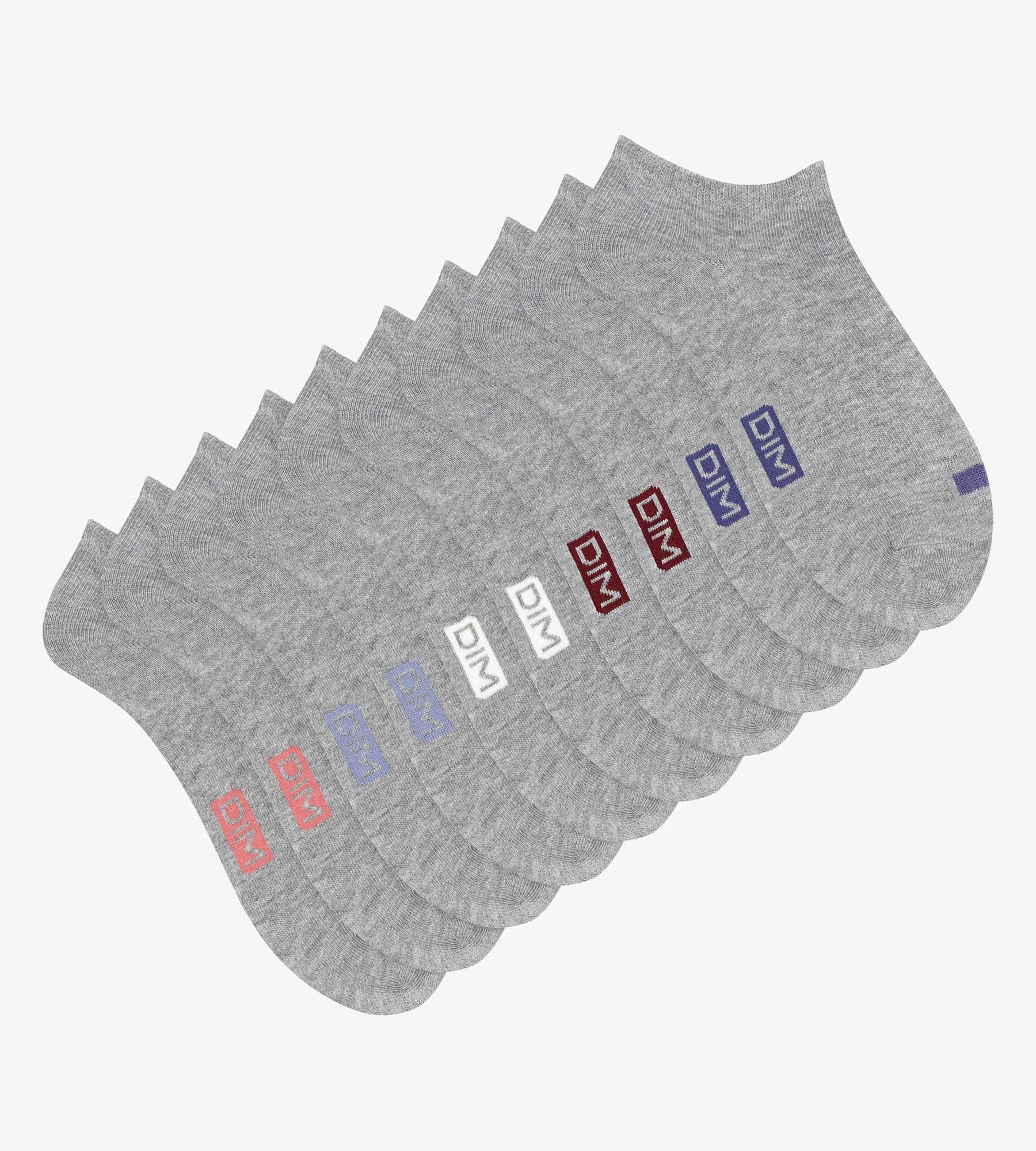 dim-ecodim-lot-de-5-socquettes-femme-coton-gris-clair-chin image 2