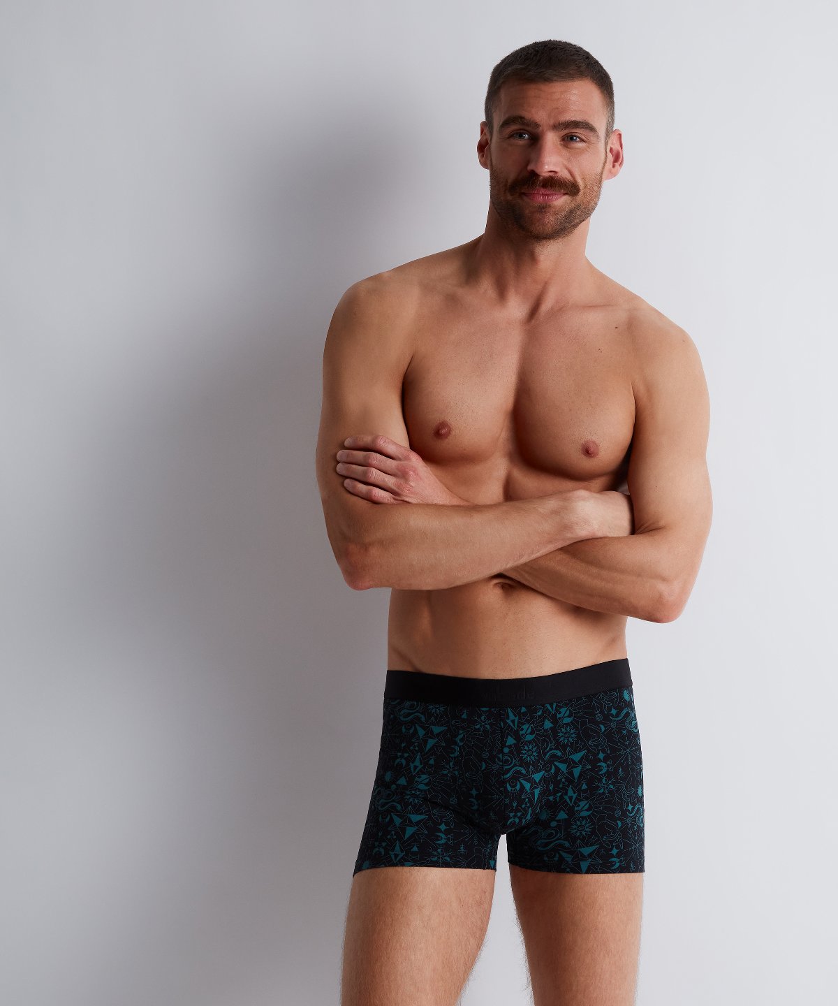 aubade-homme-pack-2-boxers-talisman-lot-de-2-boxers-homme-stretch-imprim-p-trole image 2