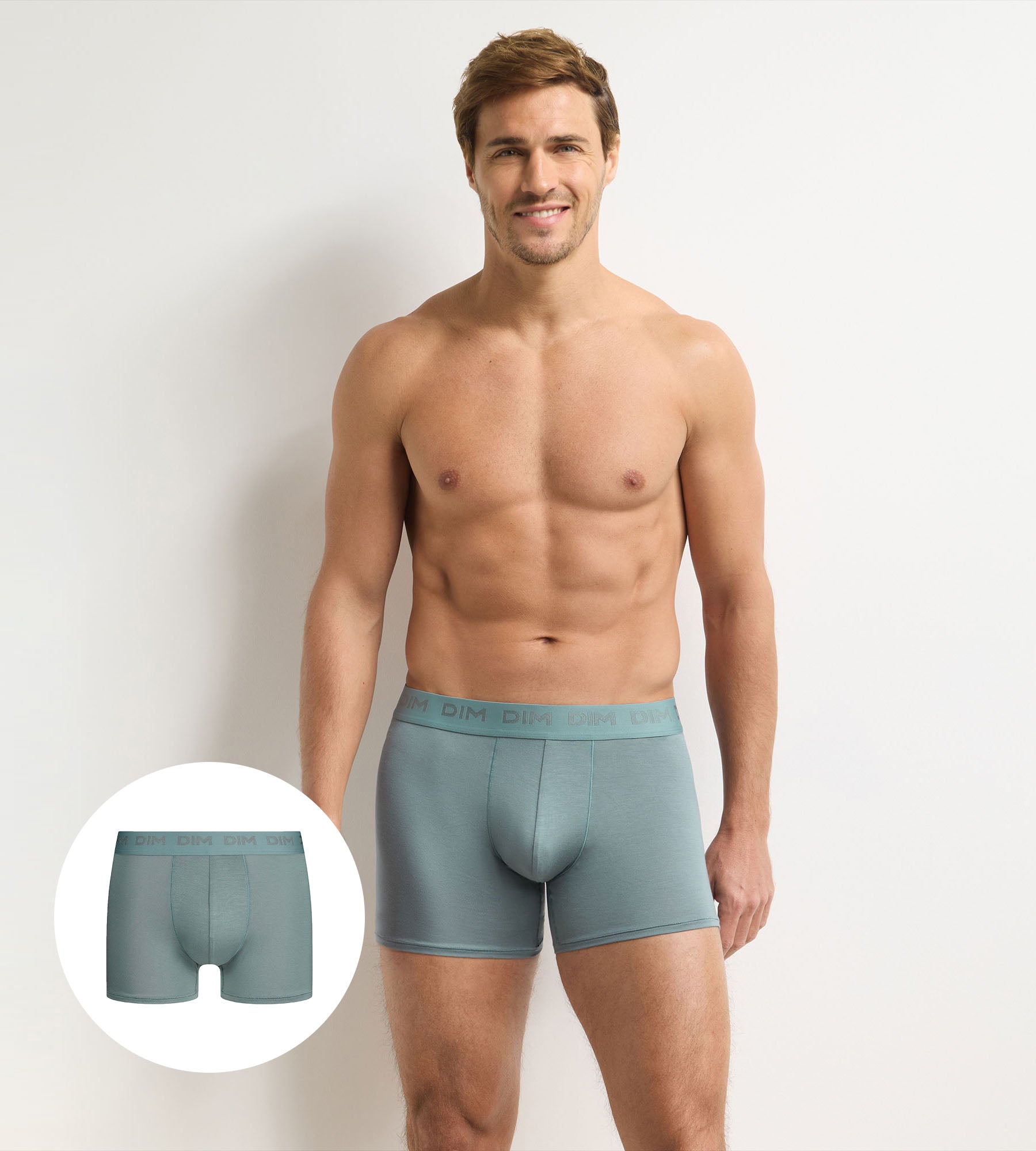 dim-boxer-homme-bleu-gris-ultra-stretch-4-pouces image 1