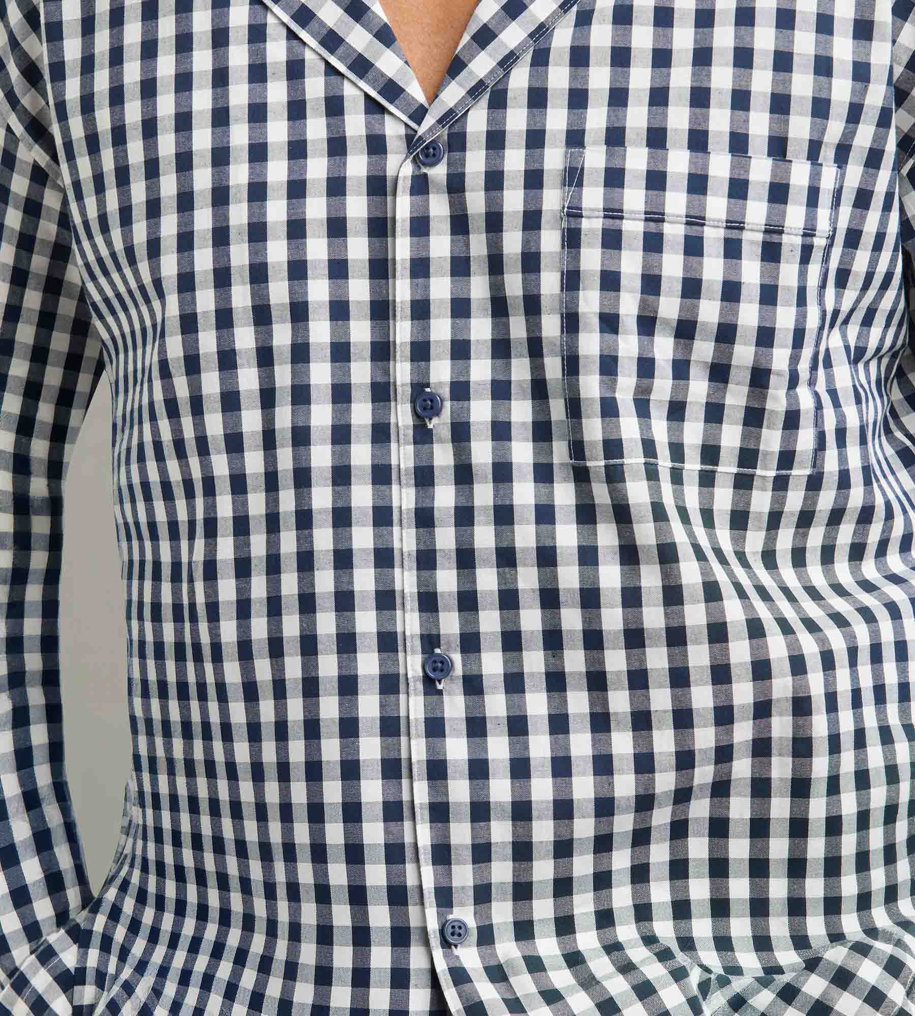 dim-woven-ensemble-pyjama-pantalon-homme-vichy-bleu image 4