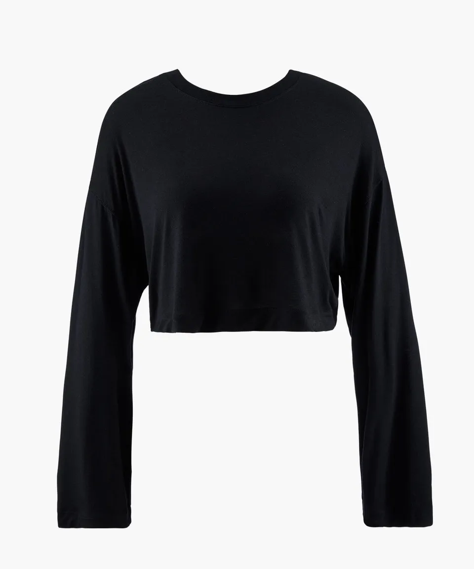 aubade-night-crush-pullover-crop-noir-viscose-cachemire image 1
