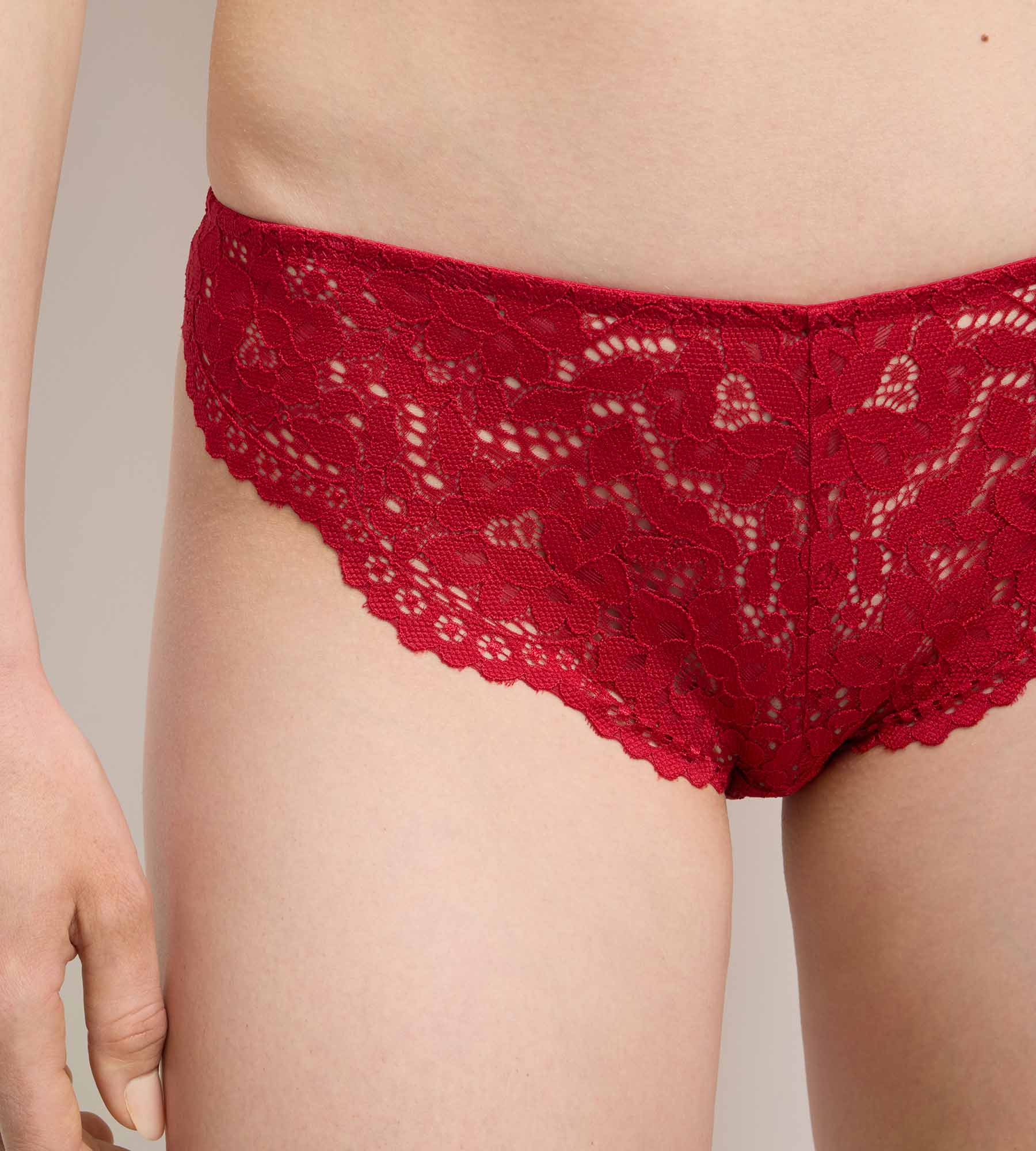dim-burning-eclat-culotte-taille-haute-dentelle-lurex-rouge-femme image 6