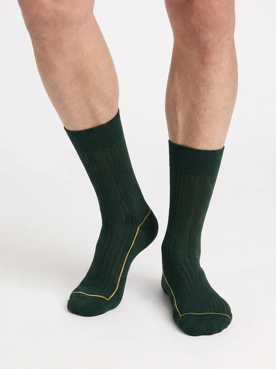 dim-la-mode-c-tel-e-chaussettes-homme-coton-vert-olive image 1