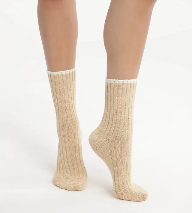 dim-bambou-chaussettes-femme-maille-c-tel-e-beige-vanille image 1