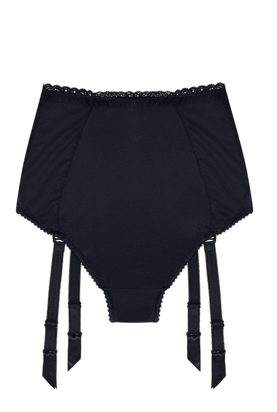 cadolle-gina-culotte-haute-satin-noir-jarretelles image 1