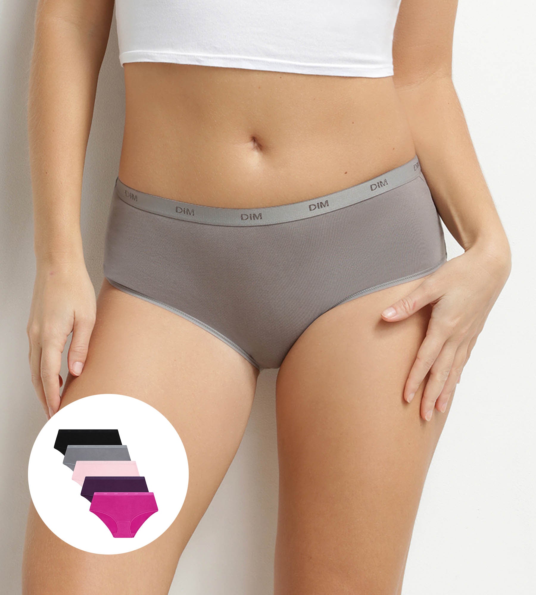dim-les-pockets-lot-de-5-boxers-femme-coton-stretch-message image 1