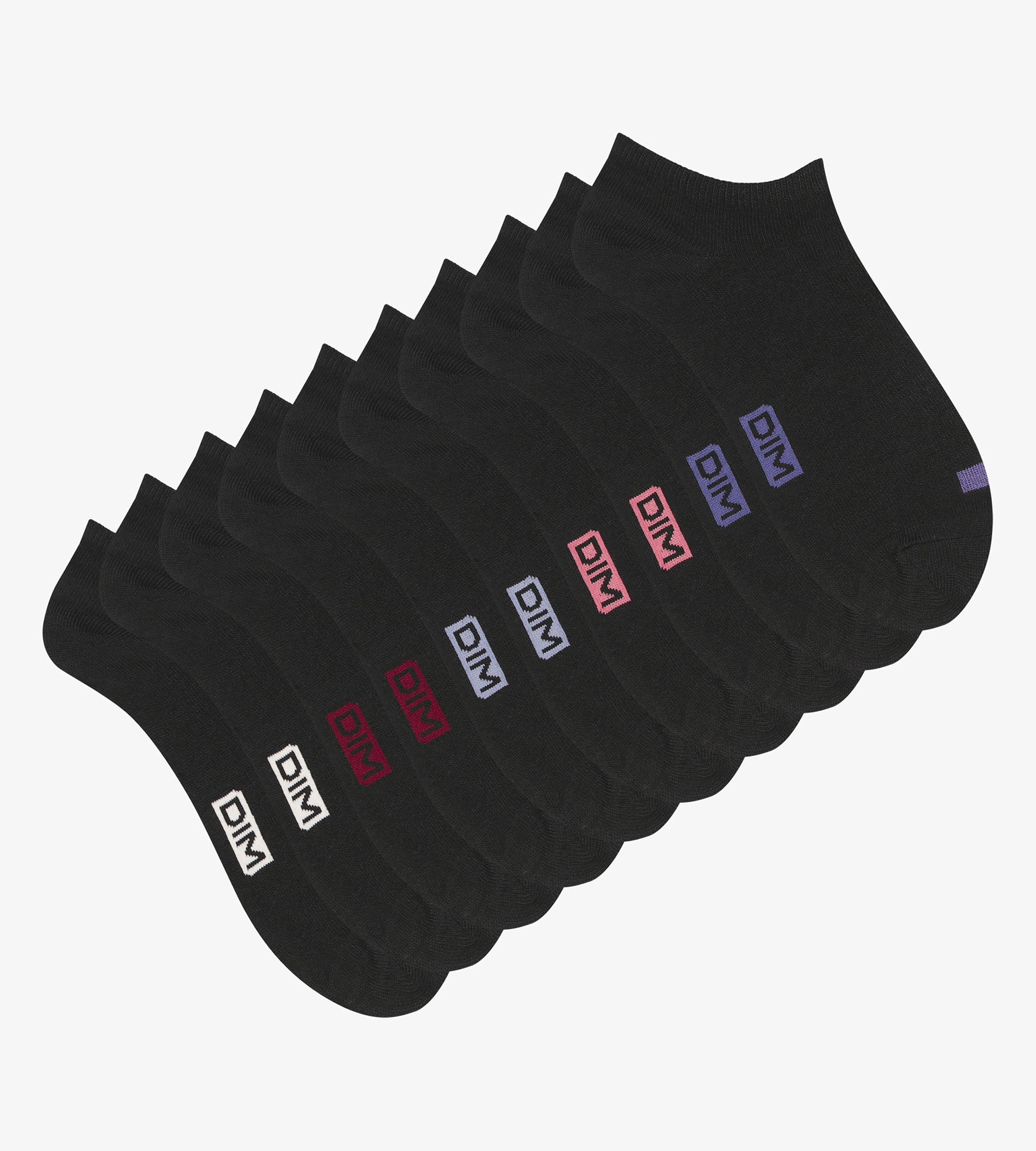 dim-ecodim-lot-de-5-paires-de-socquettes-femme-coton-noir-pastilles image 2