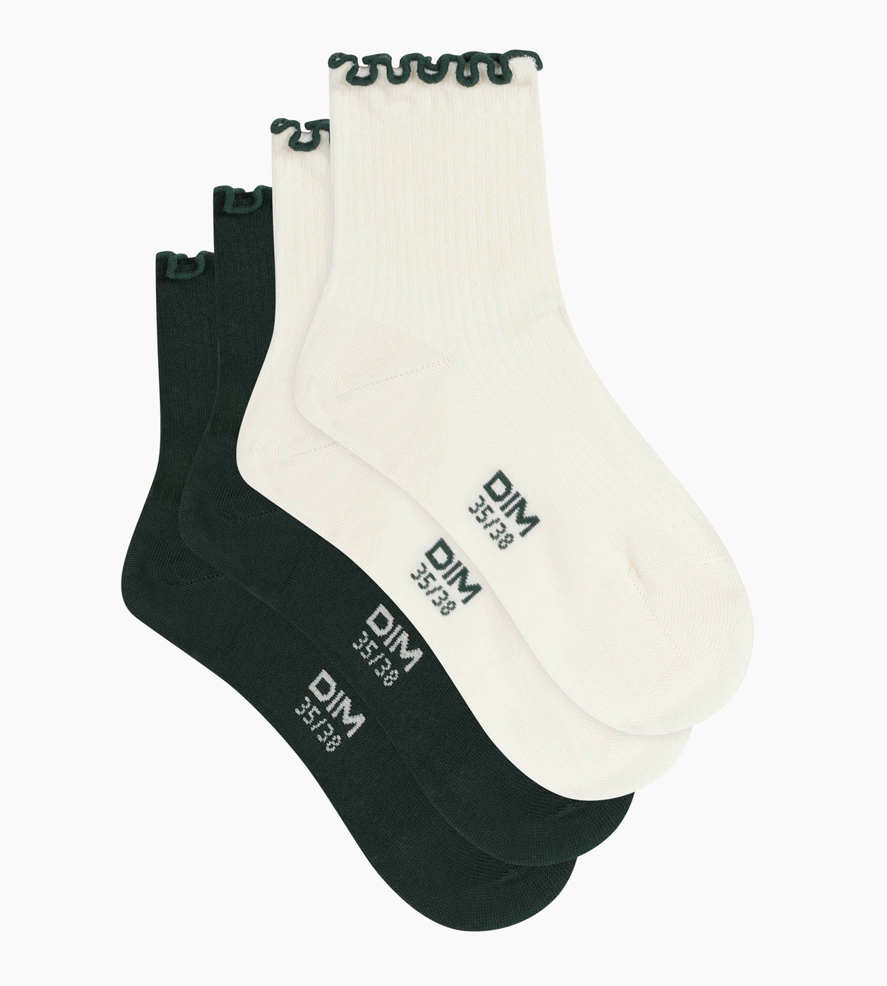 dim-modal-lot-de-2-paires-chaussettes-femme-volants-pin-ivoire image 3