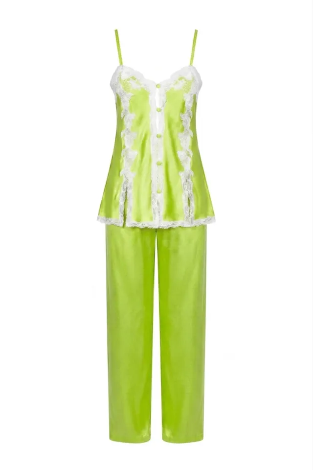 cadolle-pyjama-en-soie-vert-pomme image 1