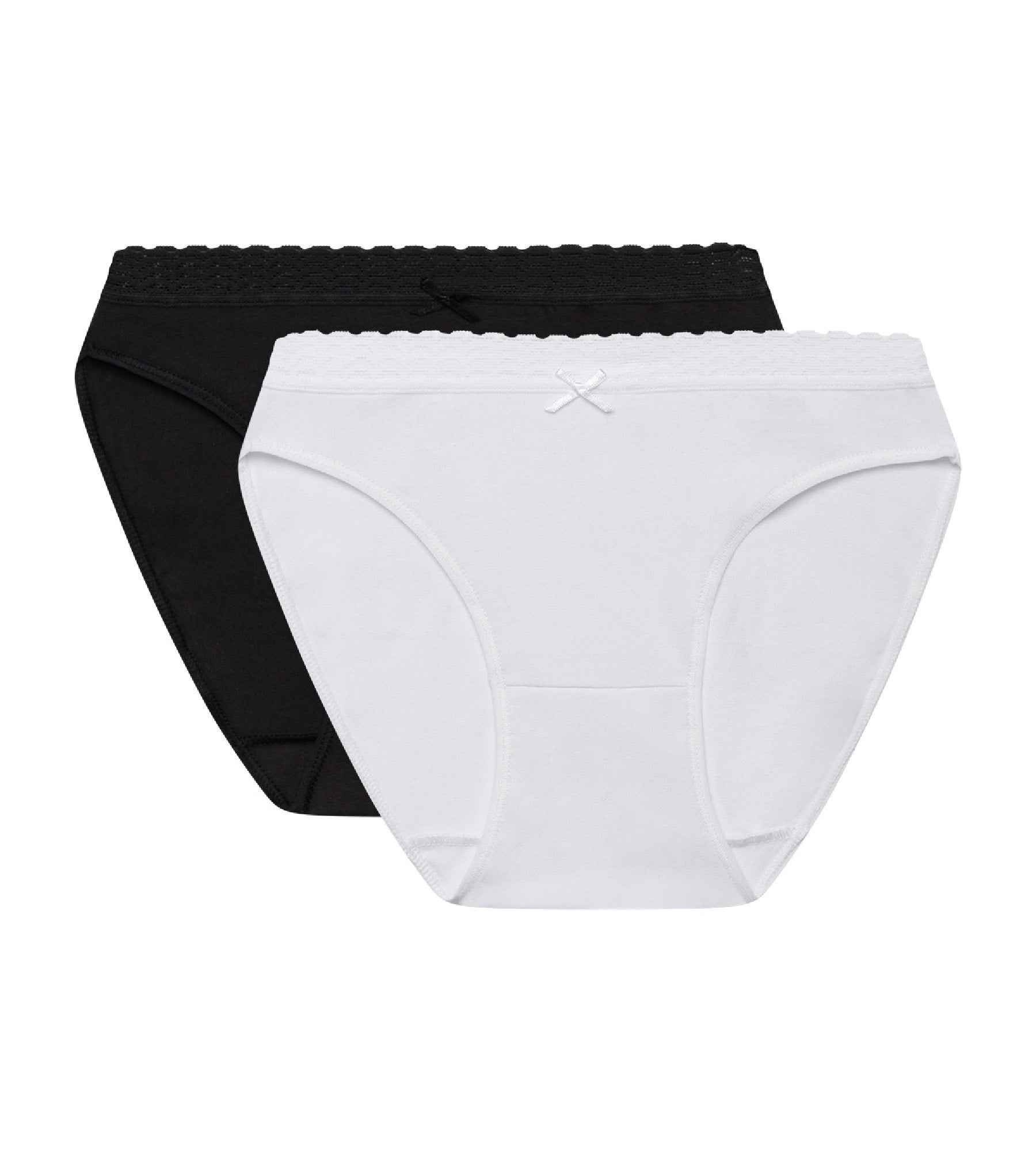 dim-fashion-lot-de-2-culottes-femme-noir-et-blanc-coton image 3