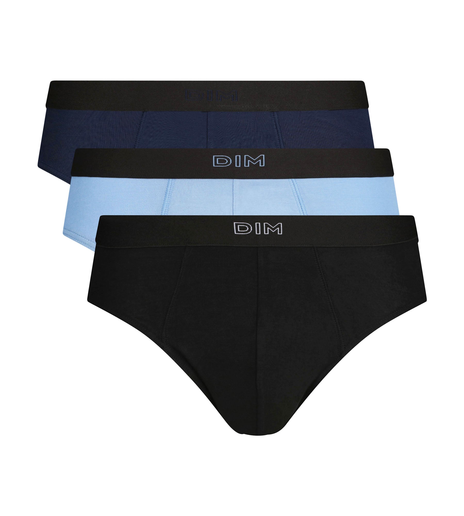 dim-lot-de-3-slips-homme-pur-confort-coton-noir-bleu image 3