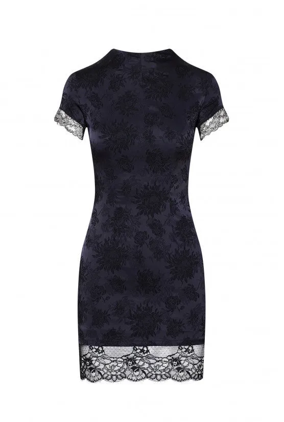 cadolle-violetta-robe-satin-noir-dentelle-calais image 1