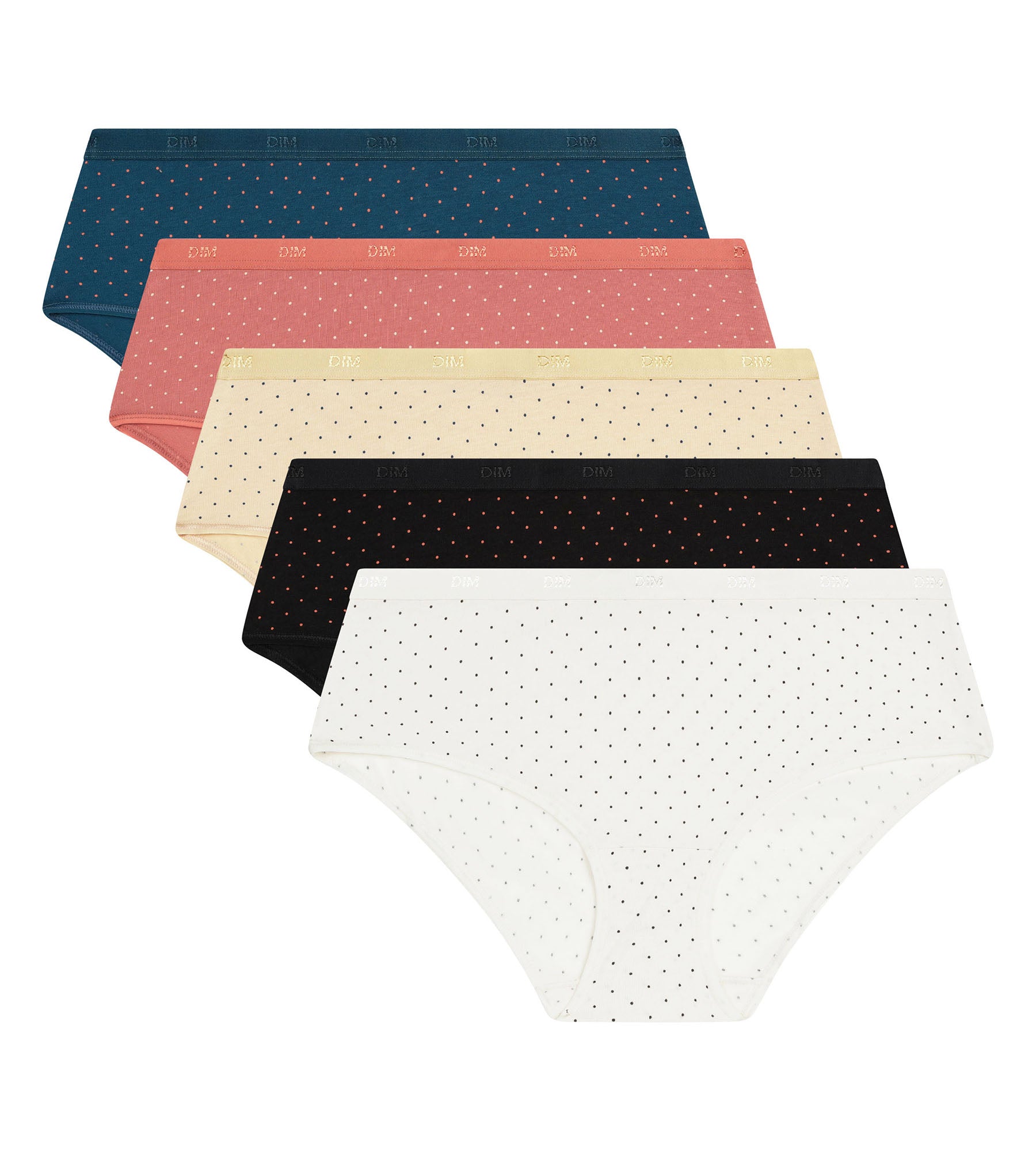 dim-les-pockets-lot-de-5-boxers-femme-coton-stretch-pois image 5