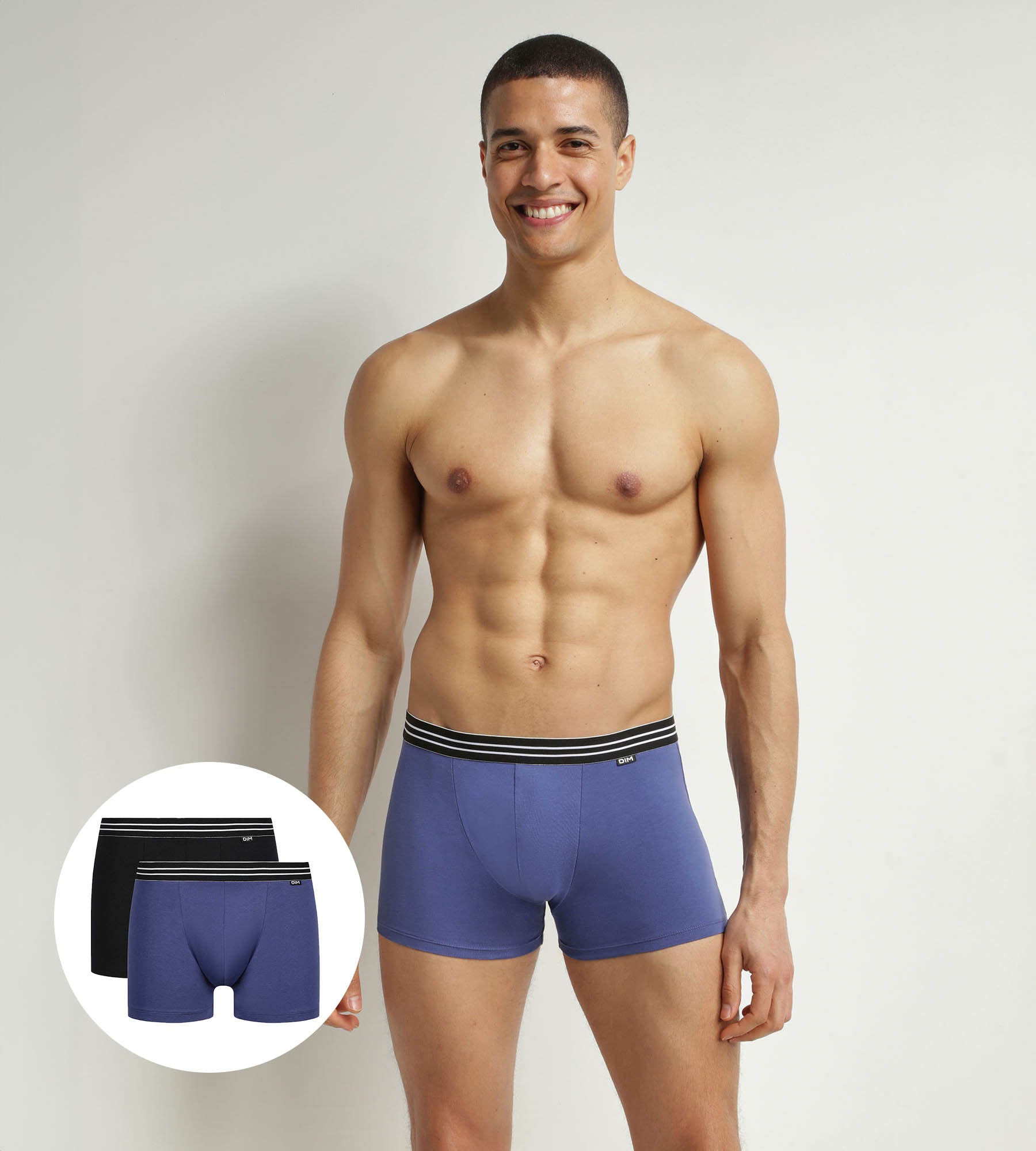 dim-ecodim-lot-de-2-boxers-homme-coton-stretch-bleu-turquin-noir image 1