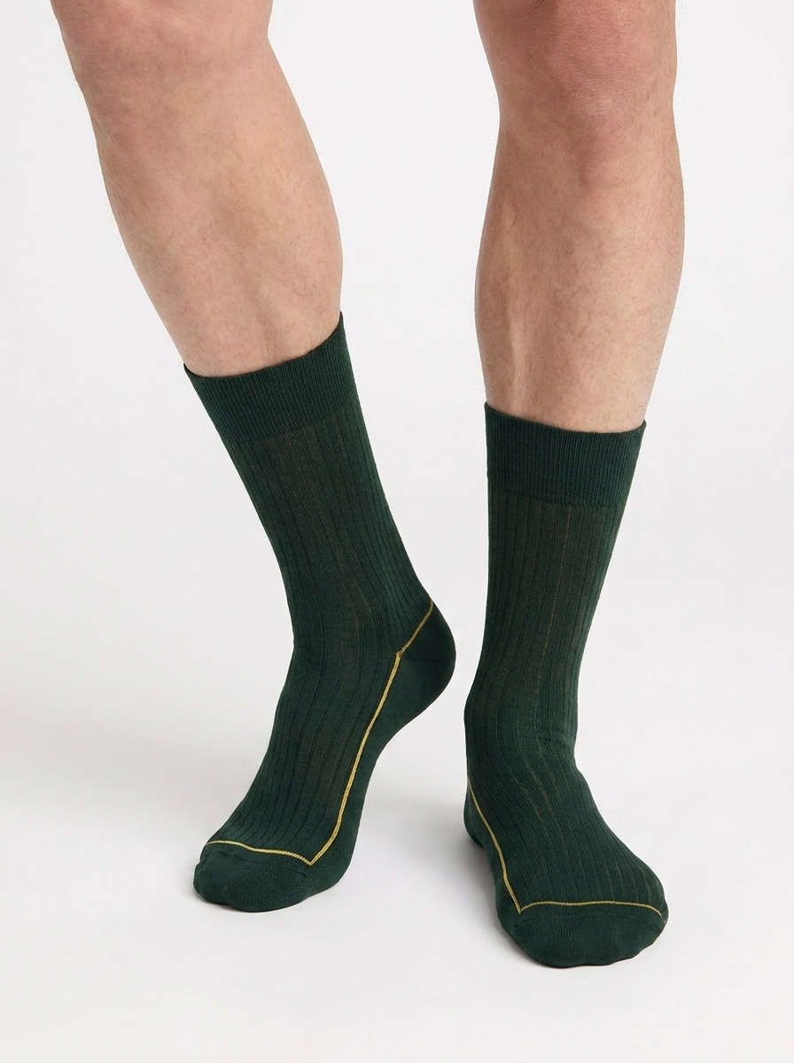 dim-la-mode-c-tel-e-chaussettes-homme-coton-vert-olive image 1