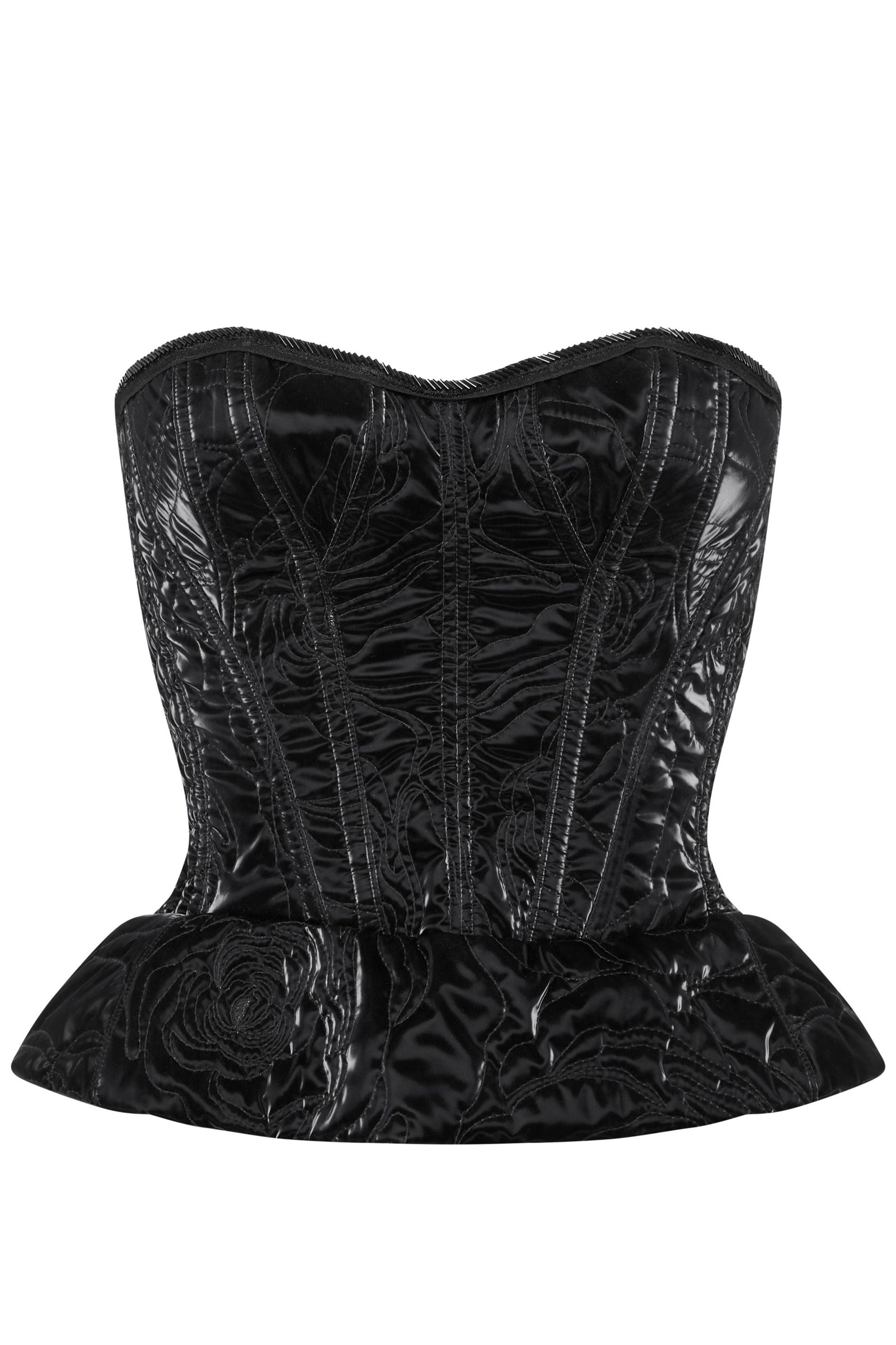 cadolle-bustier-glac-noir-matelass-fils-d-argent image 1